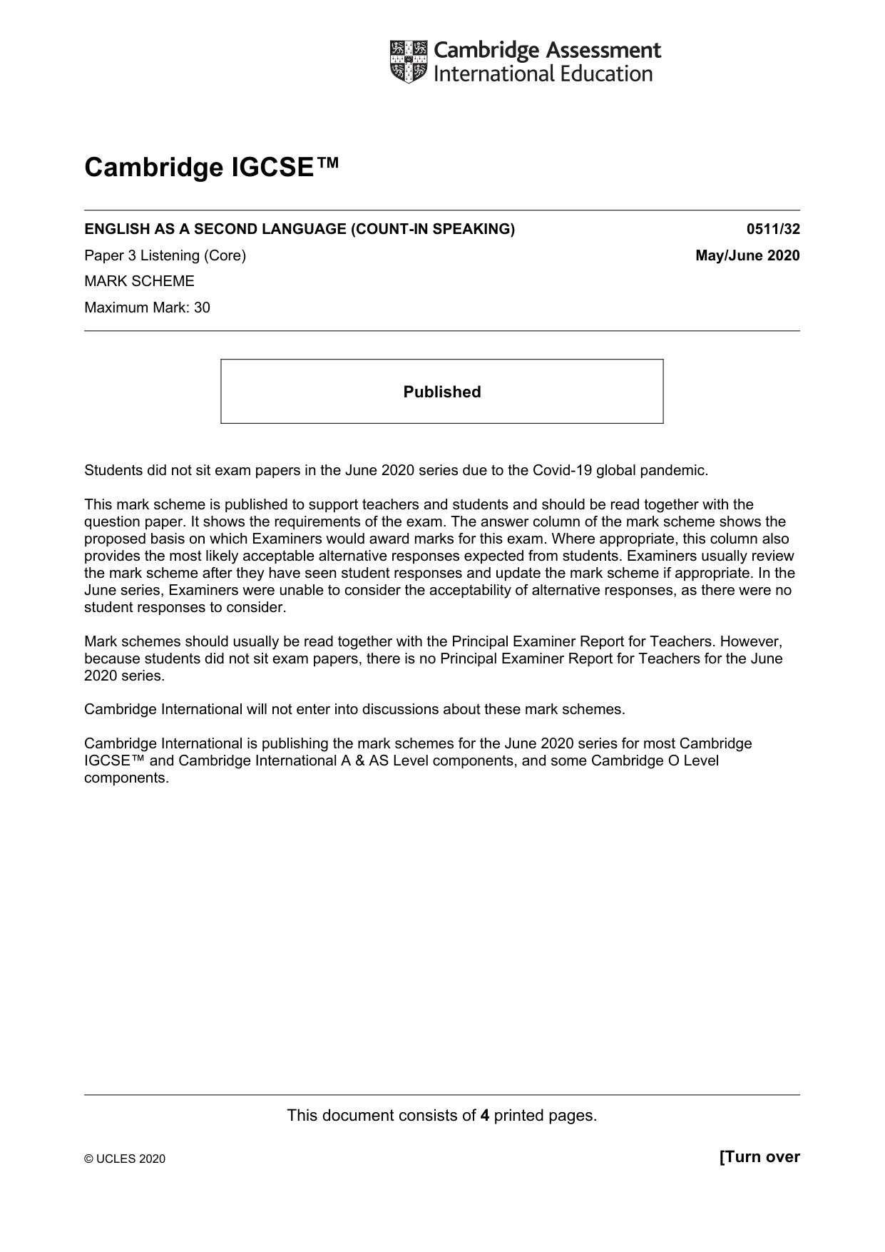 Mark scheme, page 1 of 4