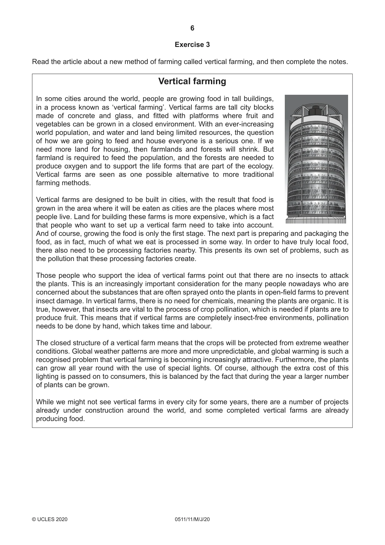 Cambridge IGCSE English - Second Language (count-in oral) 0511 2020 May/June Paper 1 · Variant 1 question paper, page 6 of 16