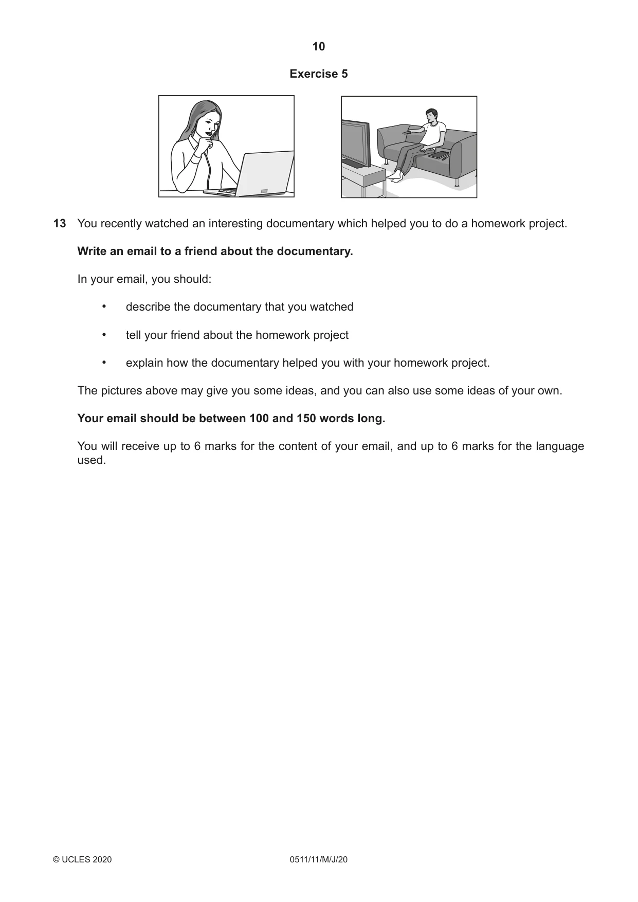 Cambridge IGCSE English - Second Language (count-in oral) 0511 2020 May/June Paper 1 · Variant 1 question paper, page 10 of 16