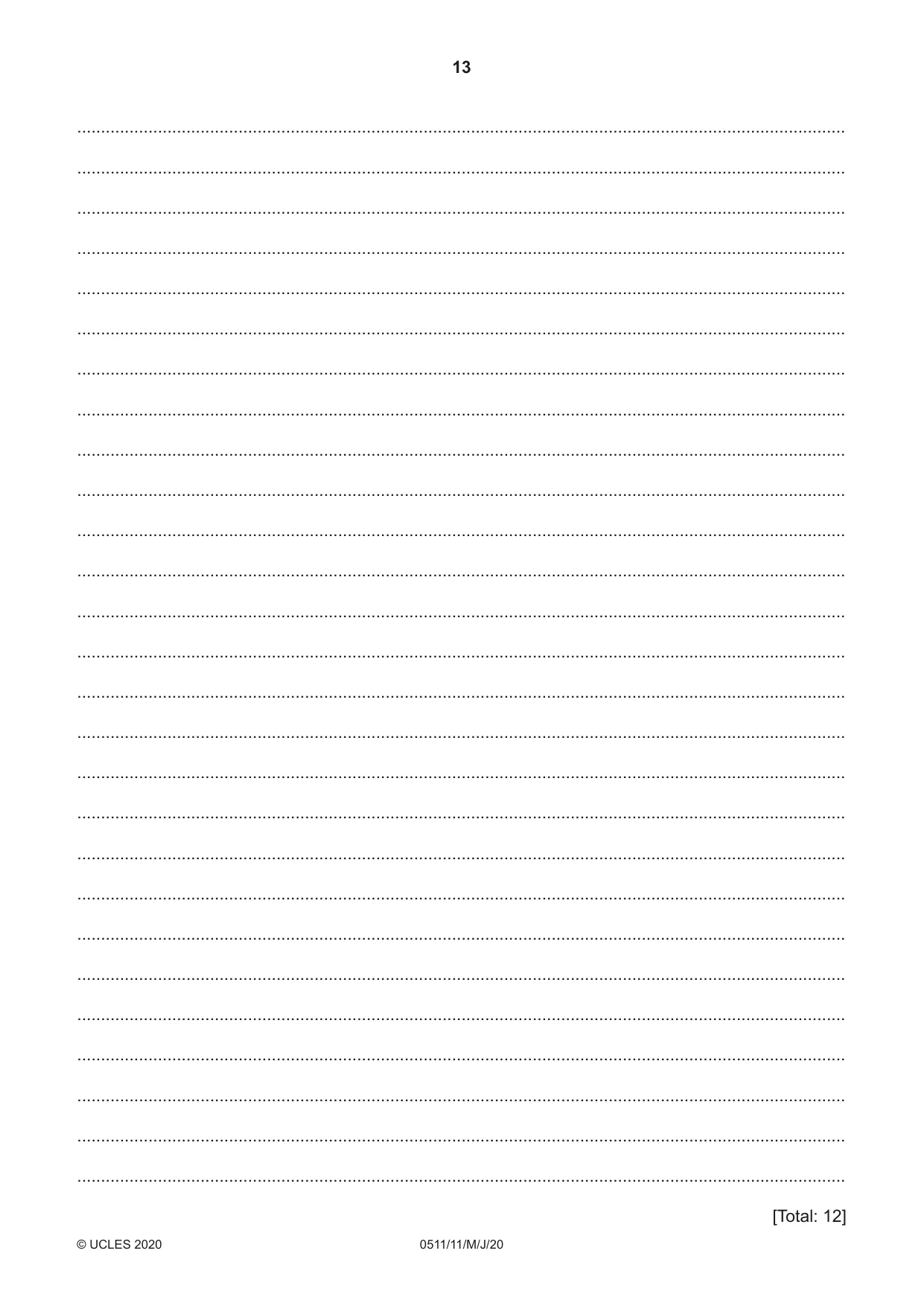 Cambridge IGCSE English - Second Language (count-in oral) 0511 2020 May/June Paper 1 · Variant 1 question paper, page 13 of 16