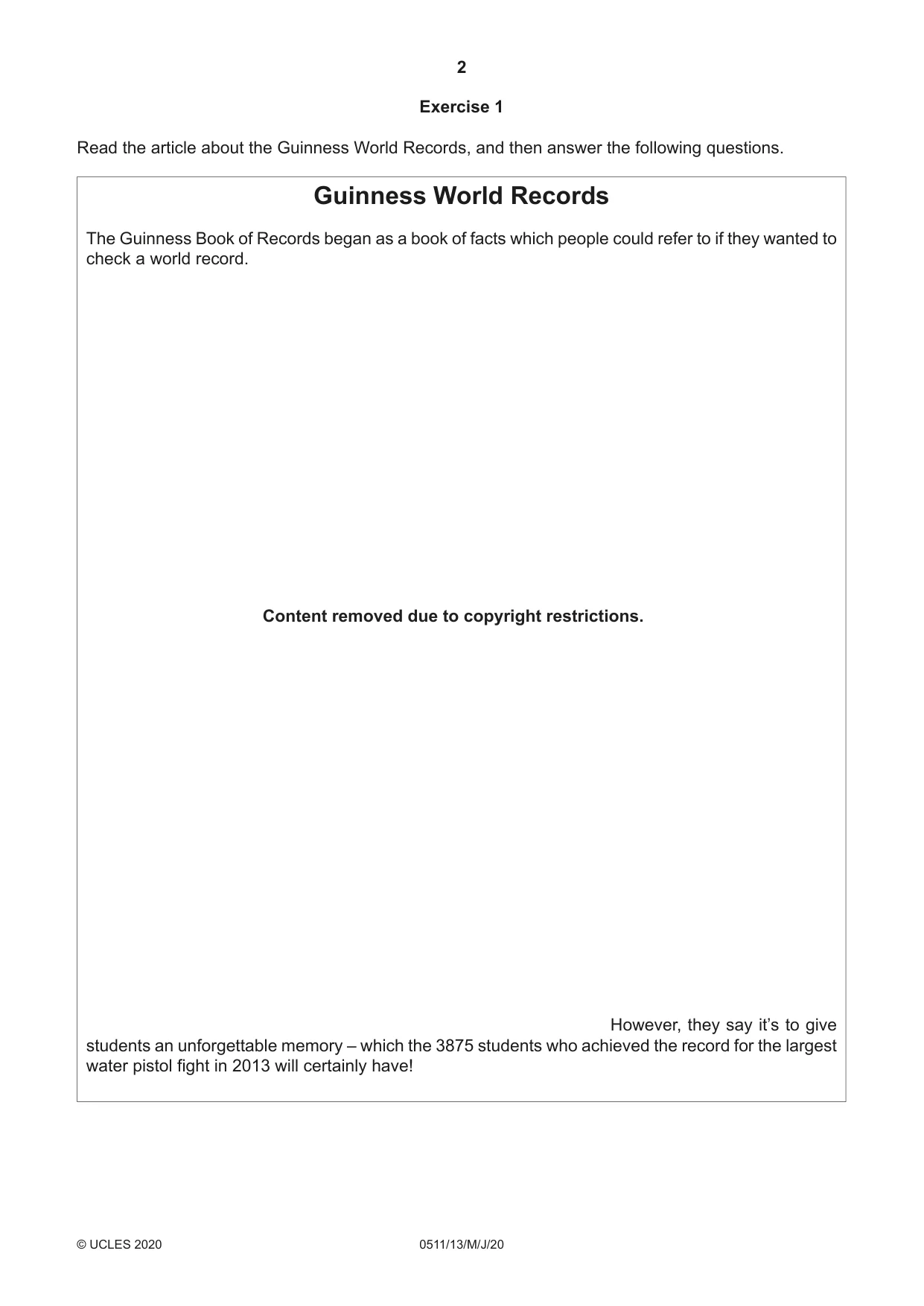 Cambridge IGCSE English - Second Language (count-in oral) 0511 2020 May/June Paper 1 · Variant 3 question paper, page 2 of 16