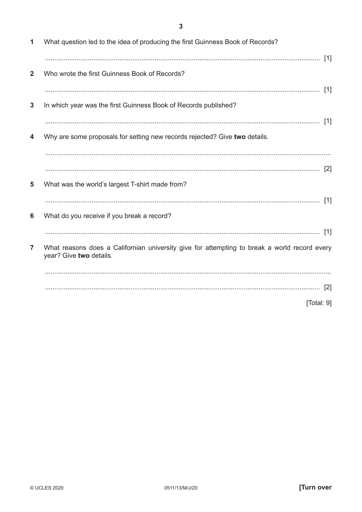 Cambridge IGCSE English - Second Language (count-in oral) 0511 2020 May/June Paper 1 · Variant 3 question paper, page 3 of 16