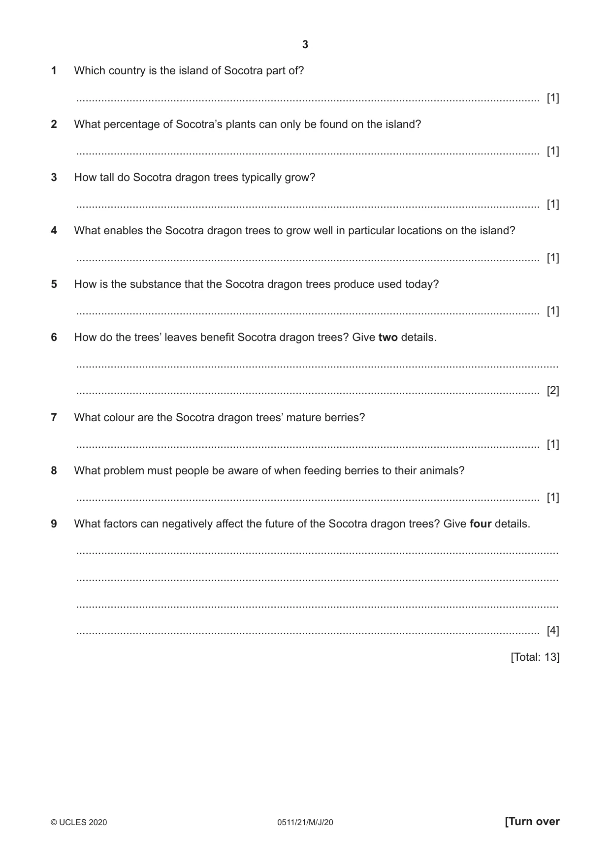 Cambridge IGCSE English - Second Language (count-in oral) 0511 2020 May/June Paper 2 · Variant 1 question paper, page 3 of 16