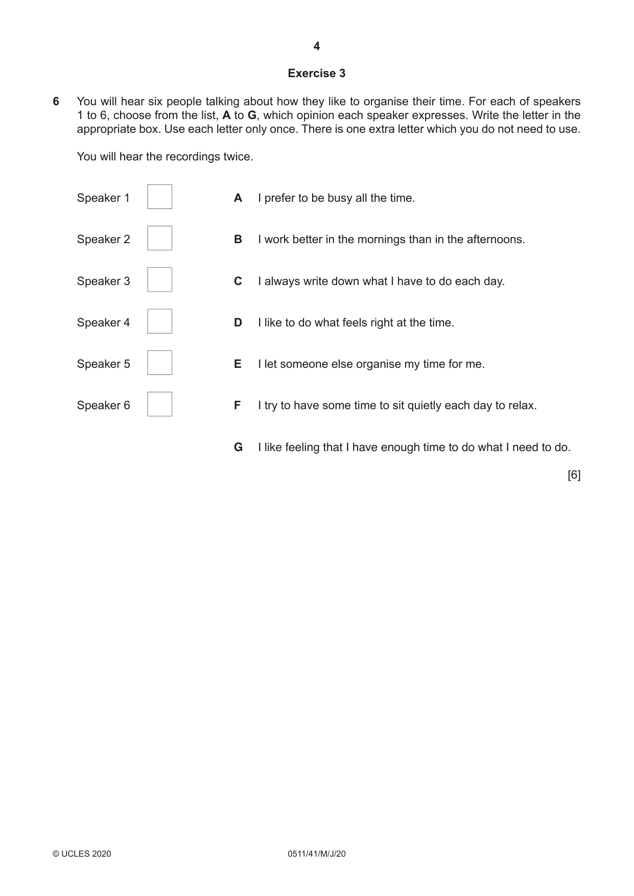 Cambridge IGCSE English - Second Language (count-in oral) 0511 2020 May/June Paper 4 · Variant 1 question paper, page 4 of 12
