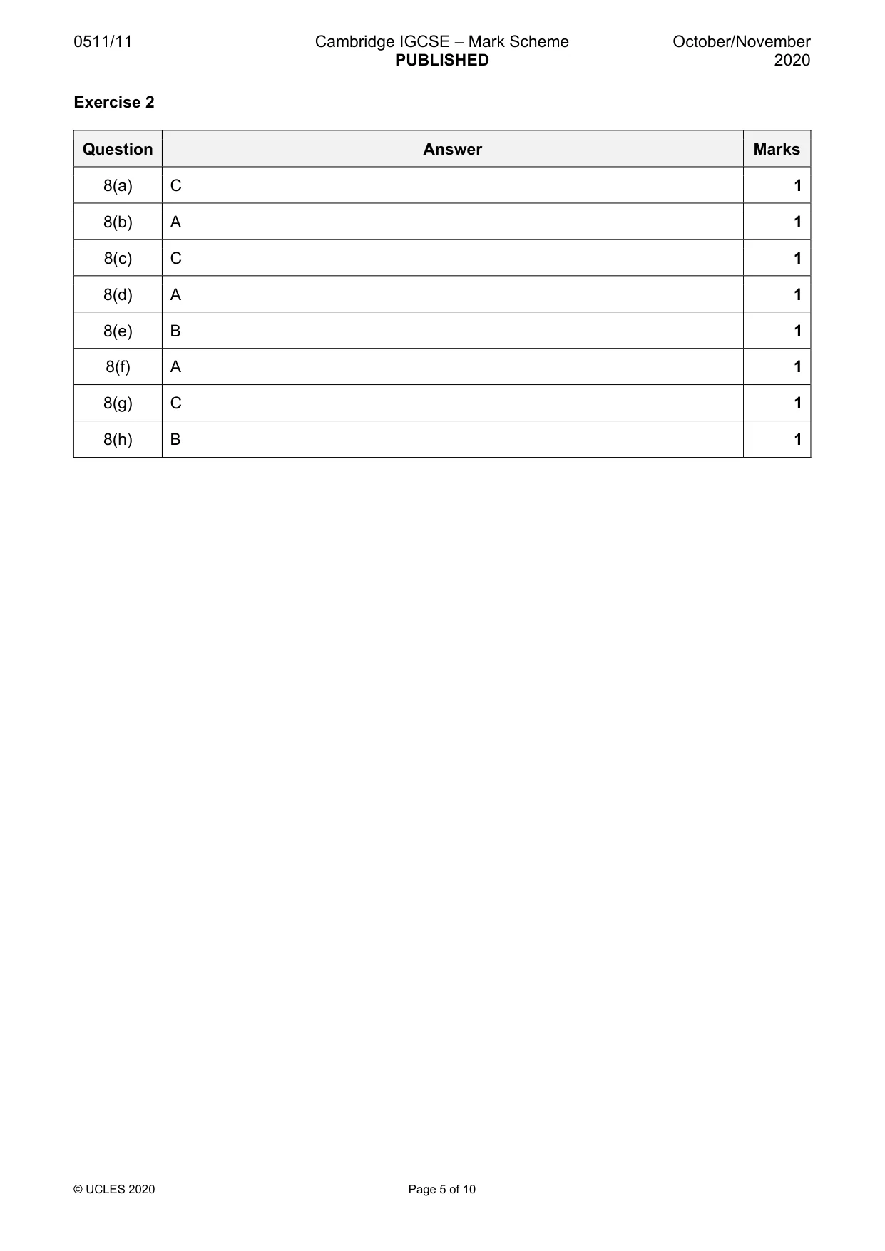 Mark scheme, page 5 of 10