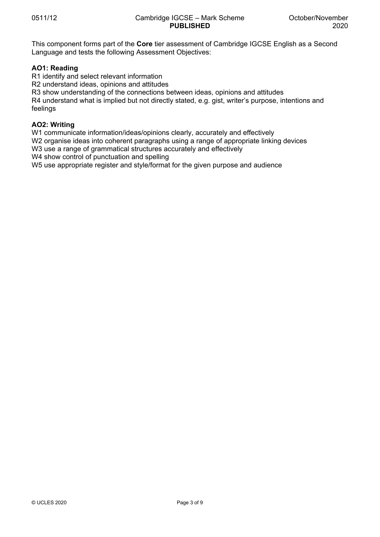 Mark scheme, page 3 of 9