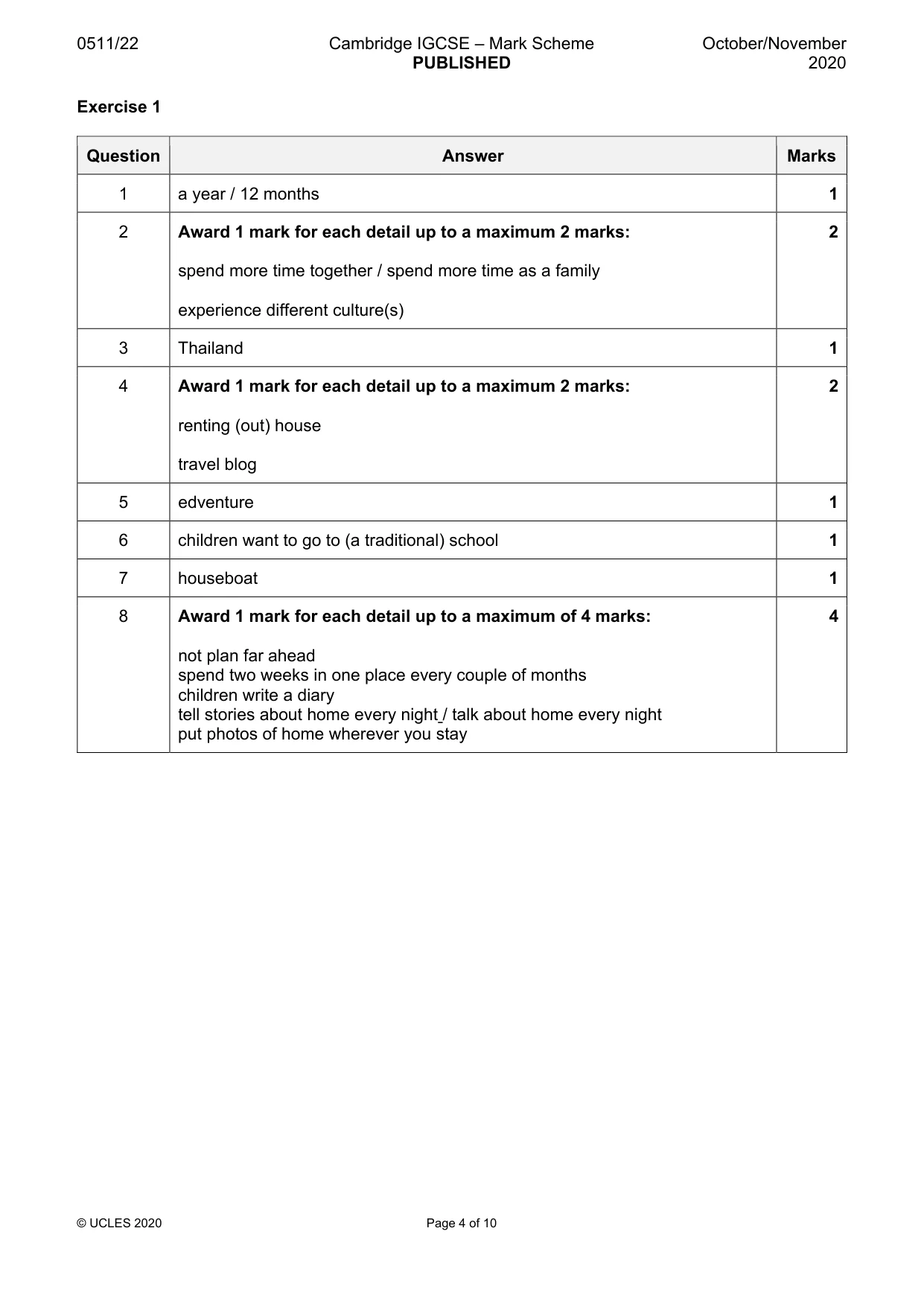 Mark scheme, page 4 of 10