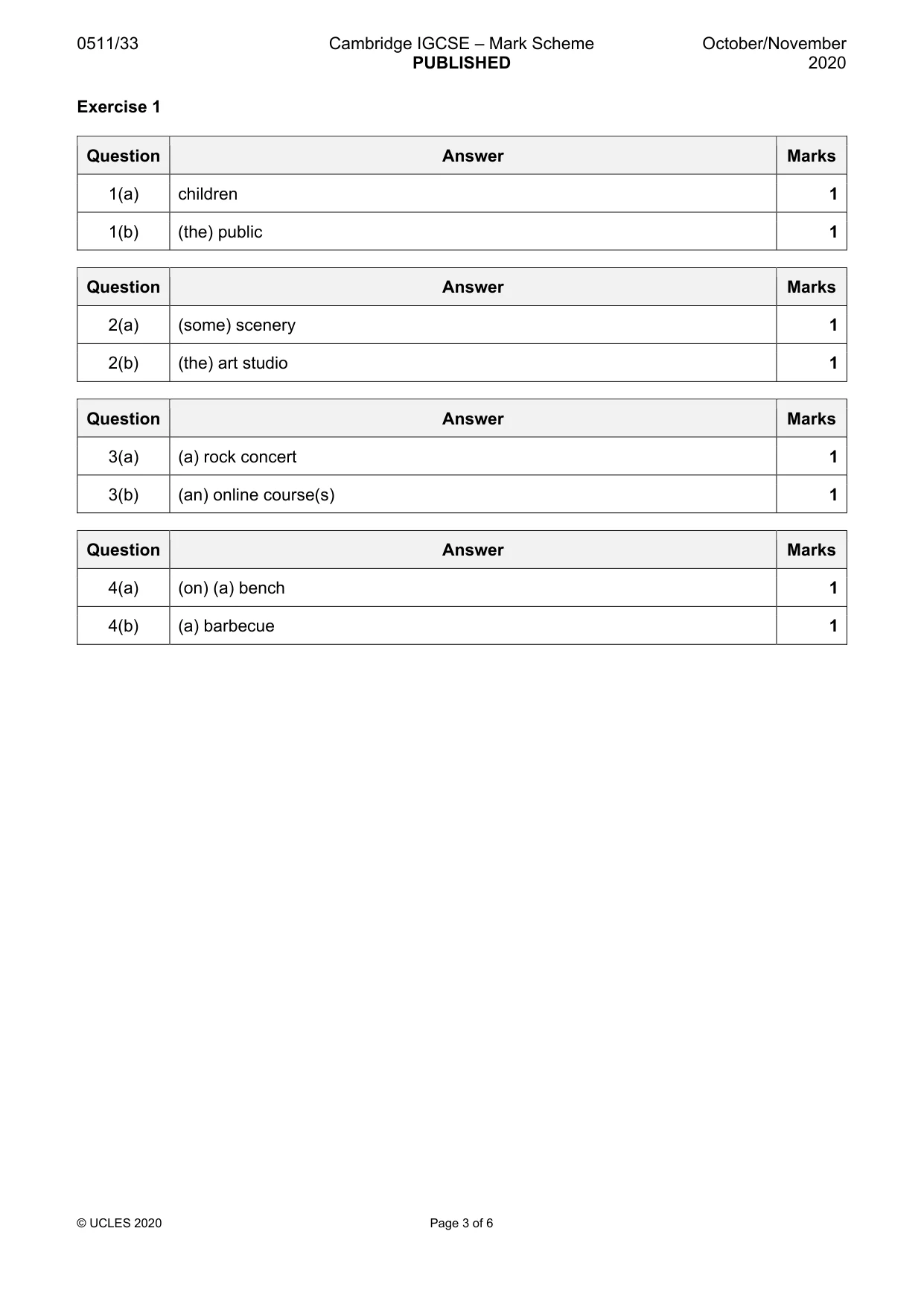 Mark scheme, page 3 of 6