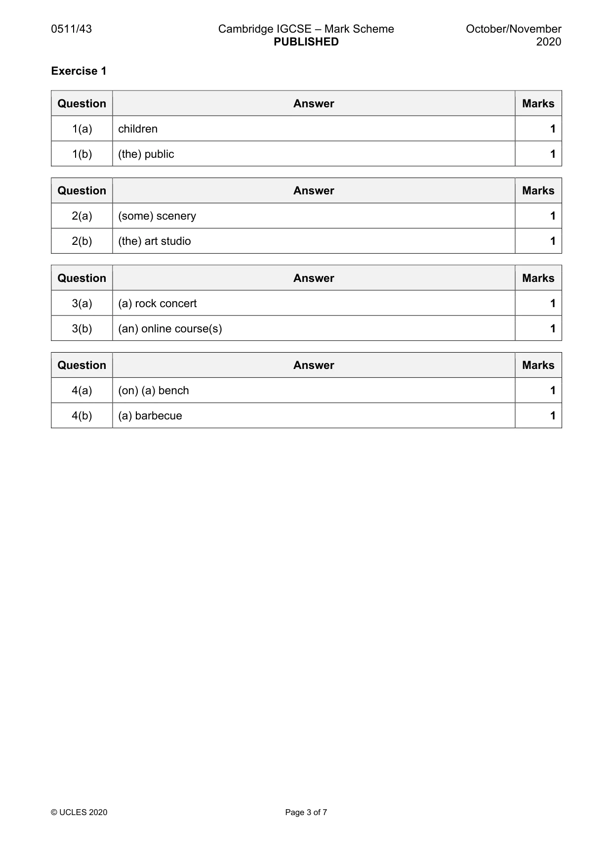 Mark scheme, page 3 of 7