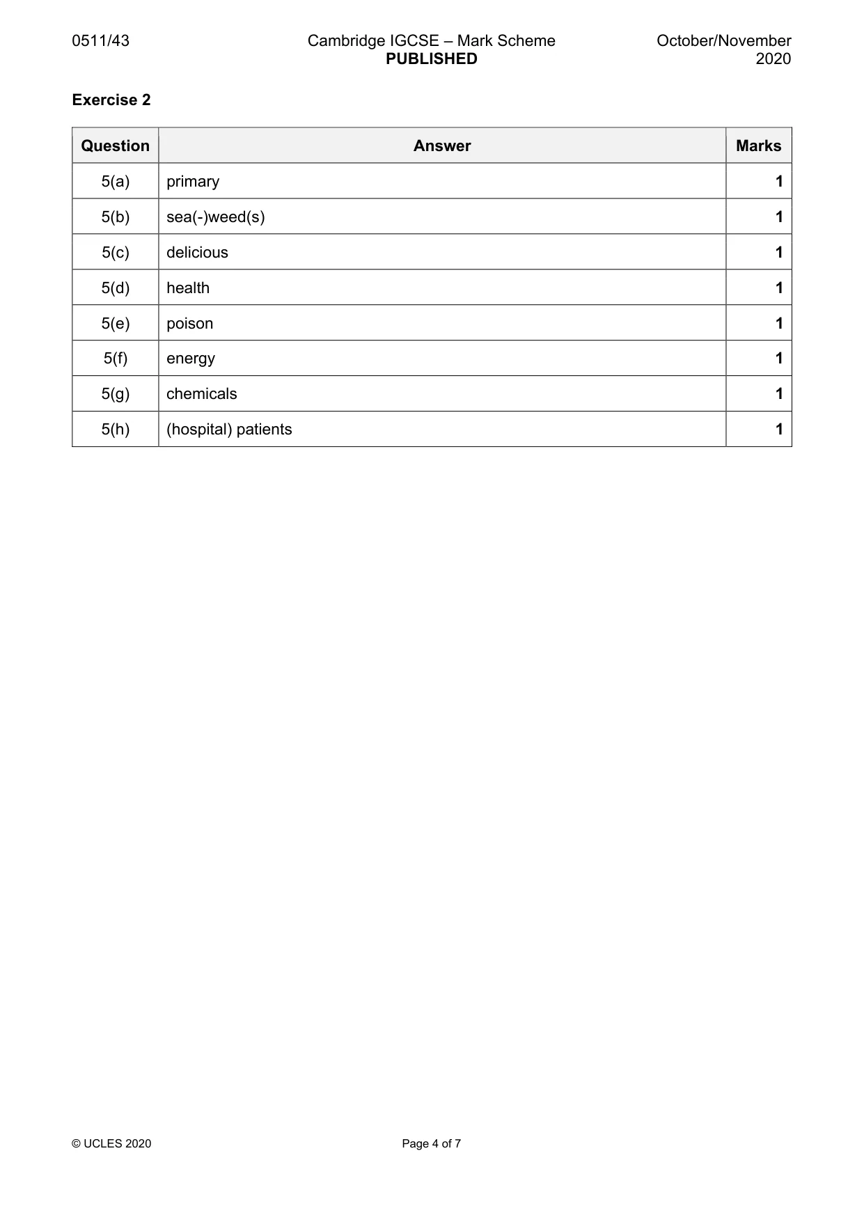 Mark scheme, page 4 of 7