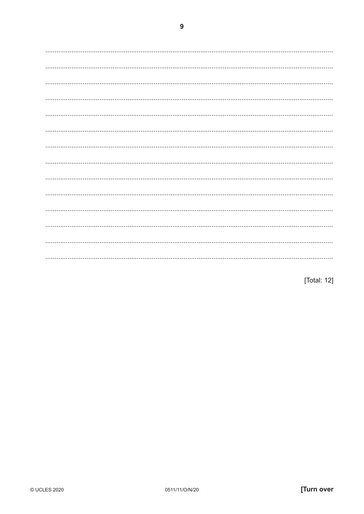 Cambridge IGCSE English - Second Language (count-in oral) 0511 2020 Oct/Nov Paper 1 · Variant 1 question paper, page 9 of 16