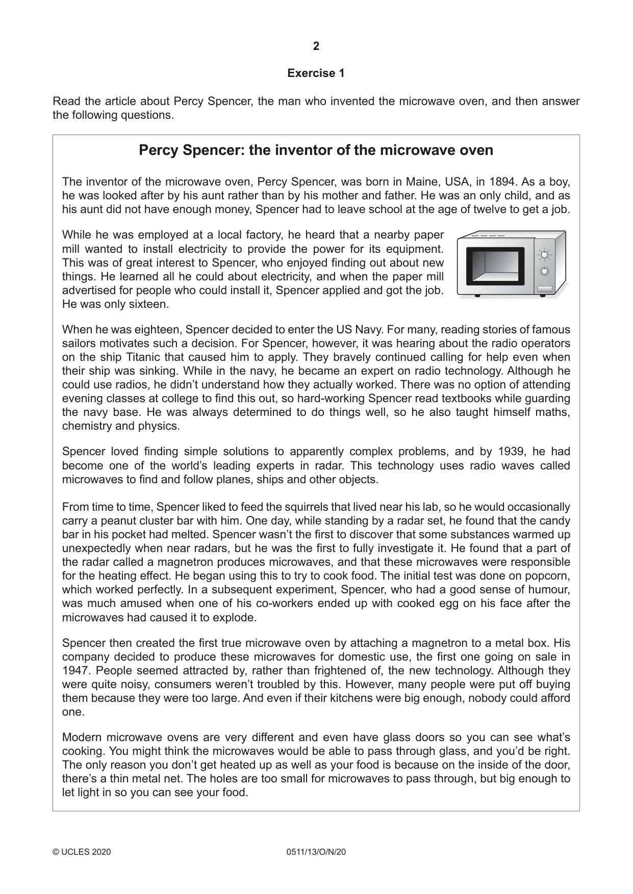 Cambridge IGCSE English - Second Language (count-in oral) 0511 2020 Oct/Nov Paper 1 · Variant 3 question paper, page 2 of 16