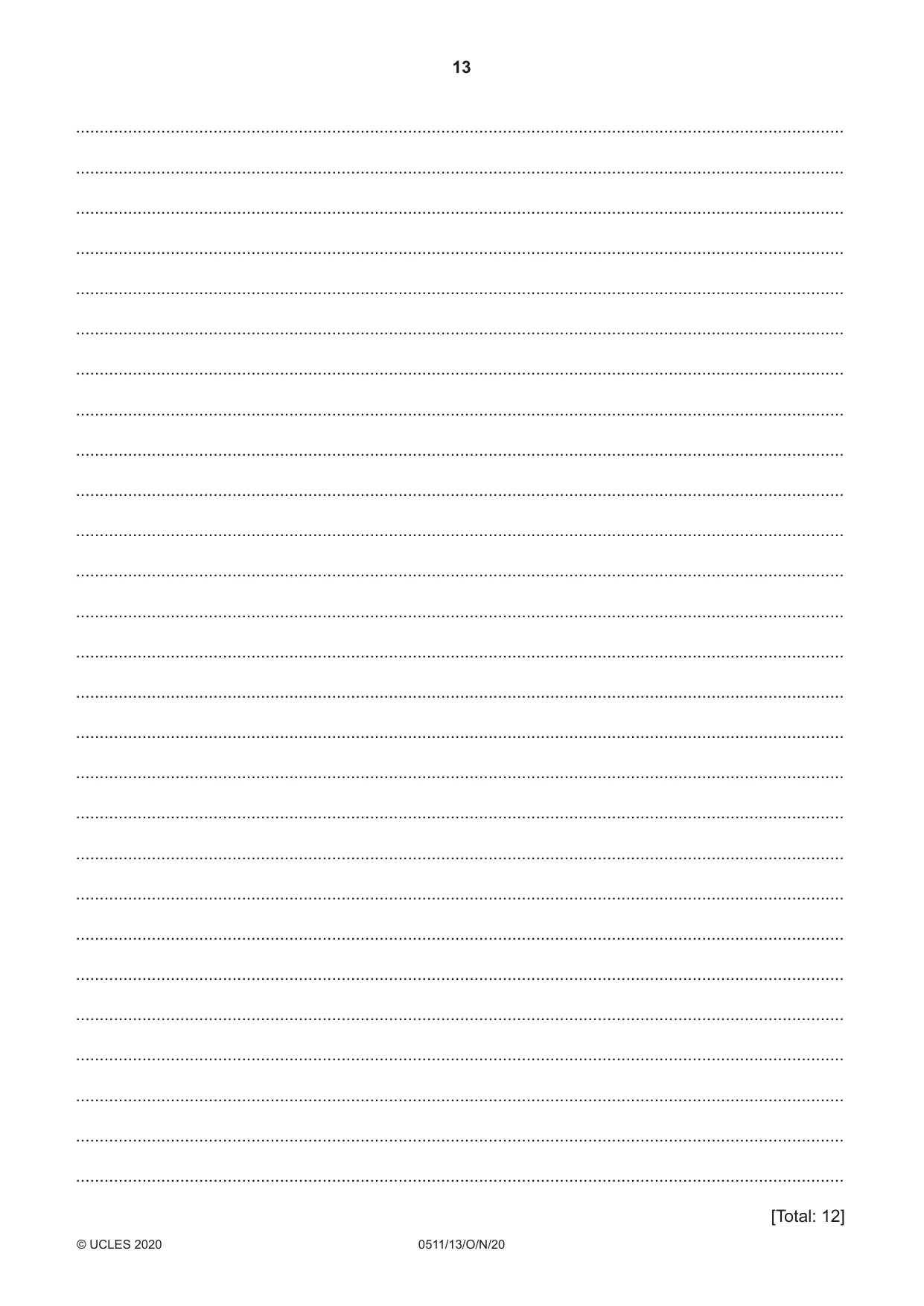 Cambridge IGCSE English - Second Language (count-in oral) 0511 2020 Oct/Nov Paper 1 · Variant 3 question paper, page 13 of 16