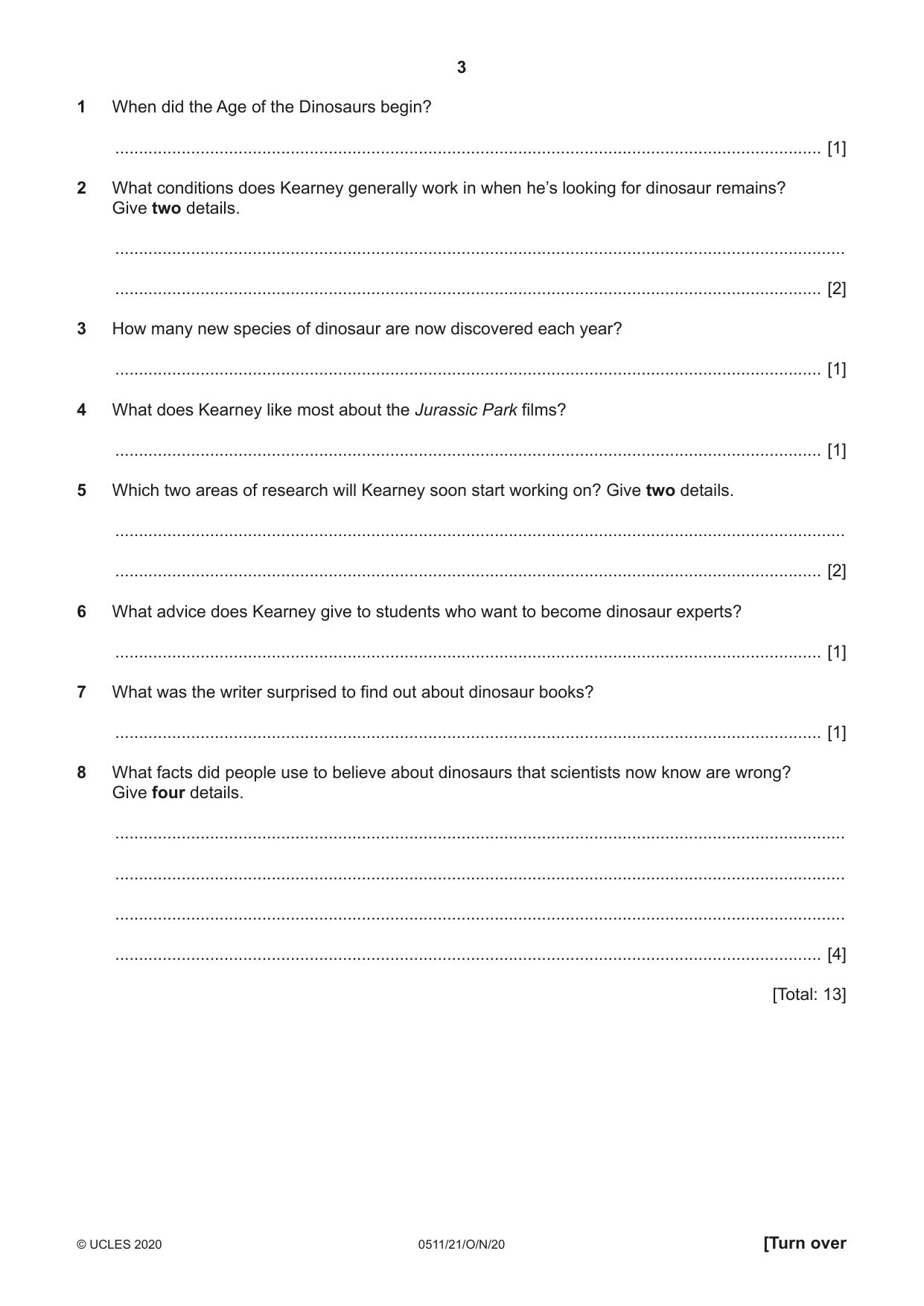Cambridge IGCSE English - Second Language (count-in oral) 0511 2020 Oct/Nov Paper 2 · Variant 1 question paper, page 3 of 16