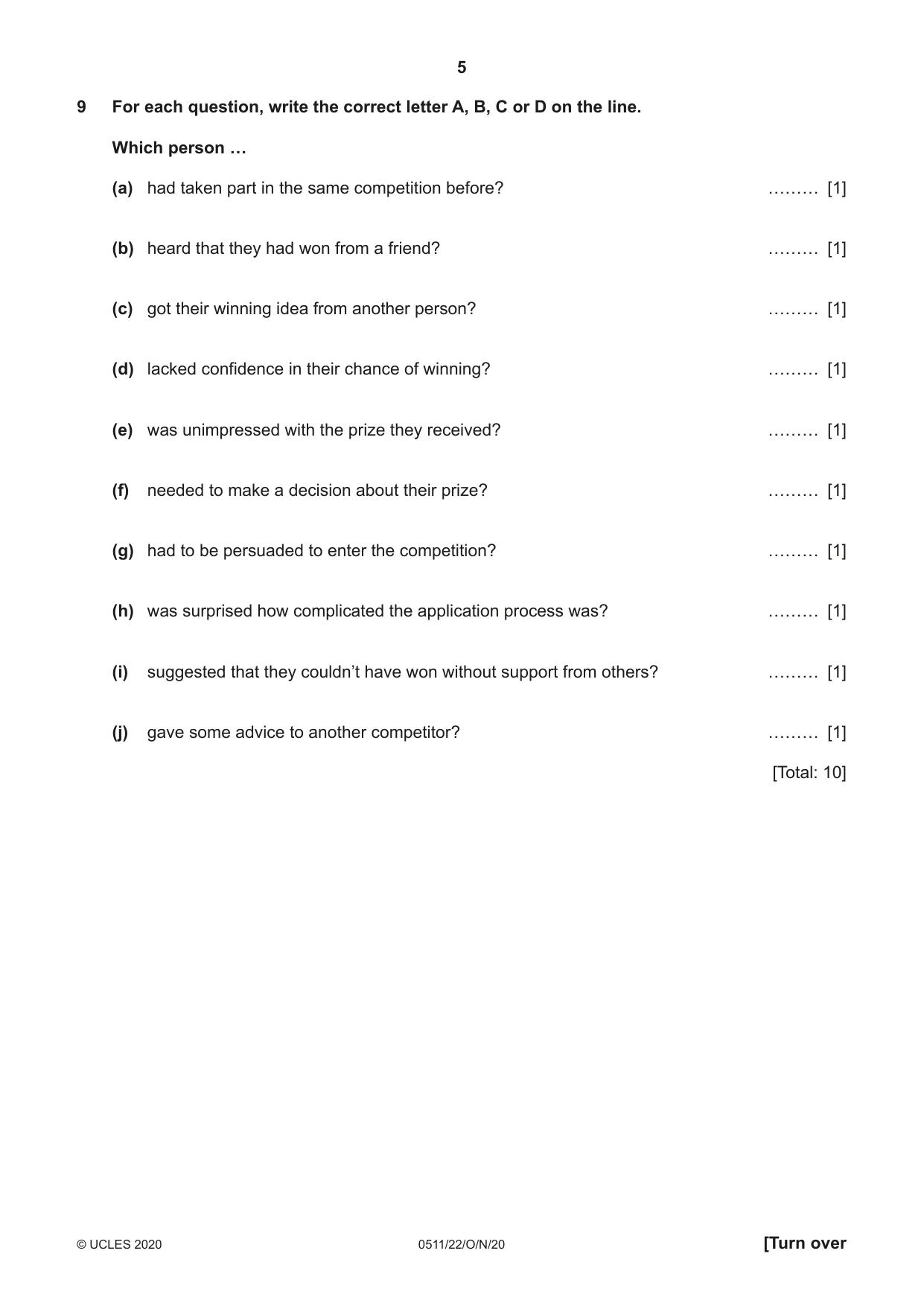 Cambridge IGCSE English - Second Language (count-in oral) 0511 2020 Oct/Nov Paper 2 · Variant 2 question paper, page 5 of 16