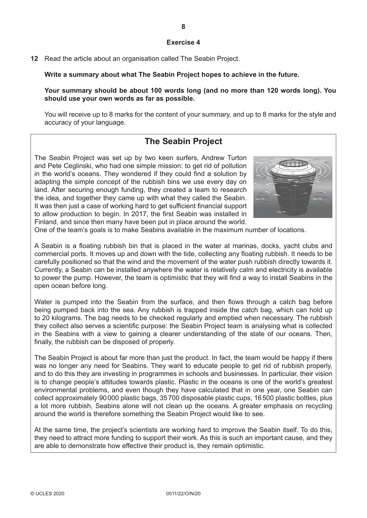 Cambridge IGCSE English - Second Language (count-in oral) 0511 2020 Oct/Nov Paper 2 · Variant 2 question paper, page 8 of 16