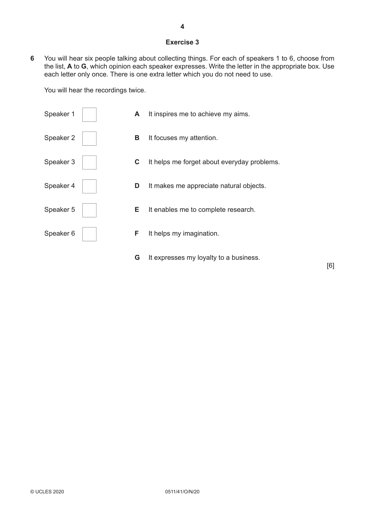 Cambridge IGCSE English - Second Language (count-in oral) 0511 2020 Oct/Nov Paper 4 · Variant 1 question paper, page 4 of 12