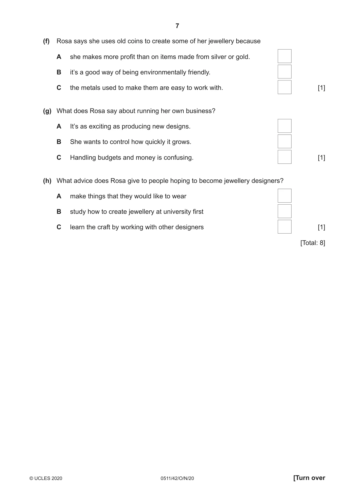 Cambridge IGCSE English - Second Language (count-in oral) 0511 2020 Oct/Nov Paper 4 · Variant 2 question paper, page 7 of 12