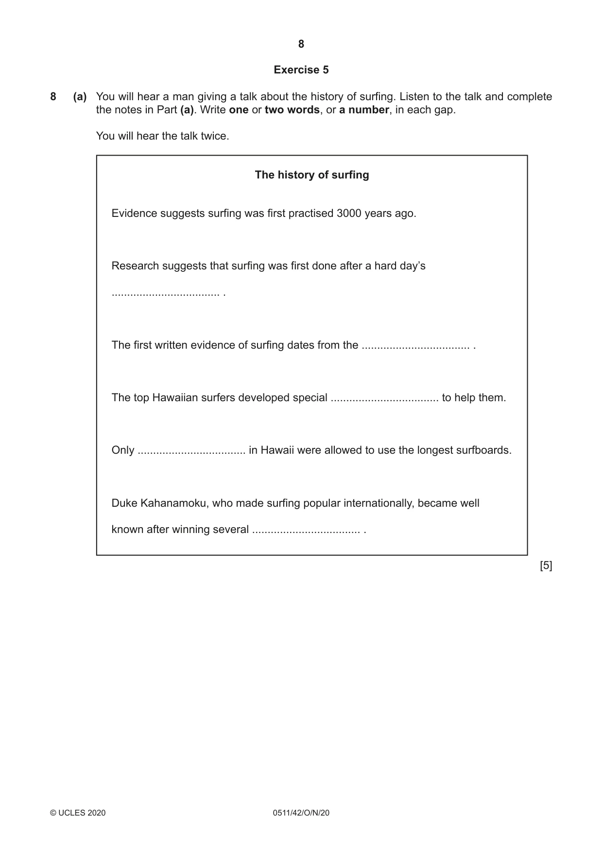 Cambridge IGCSE English - Second Language (count-in oral) 0511 2020 Oct/Nov Paper 4 · Variant 2 question paper, page 8 of 12