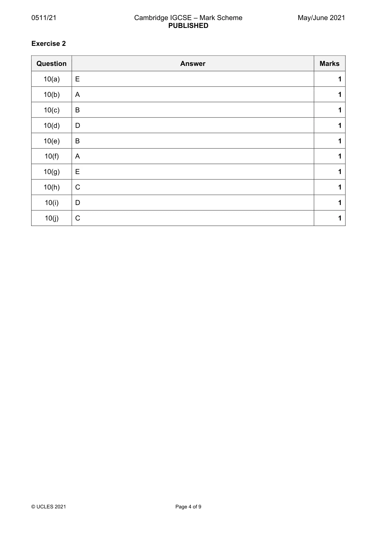 Mark scheme, page 4 of 9