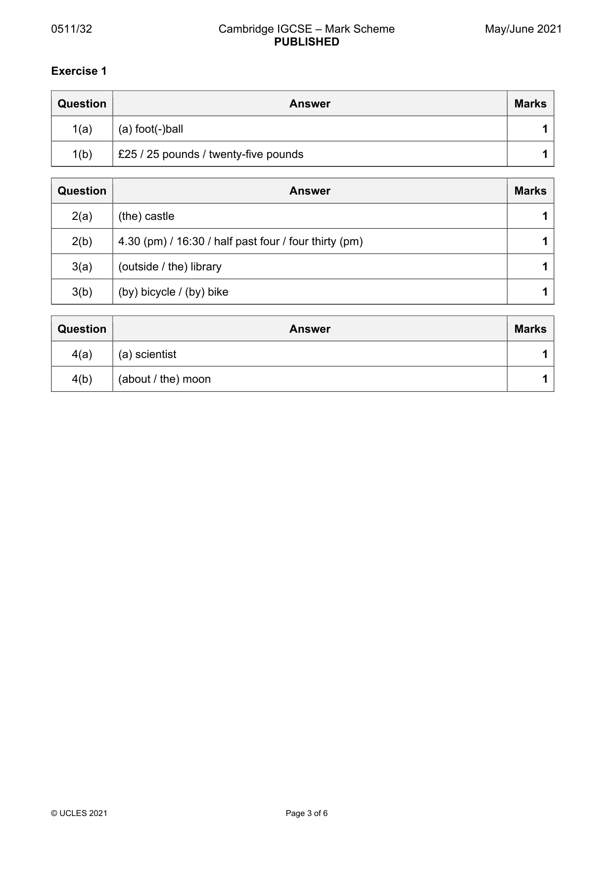 Mark scheme, page 3 of 6