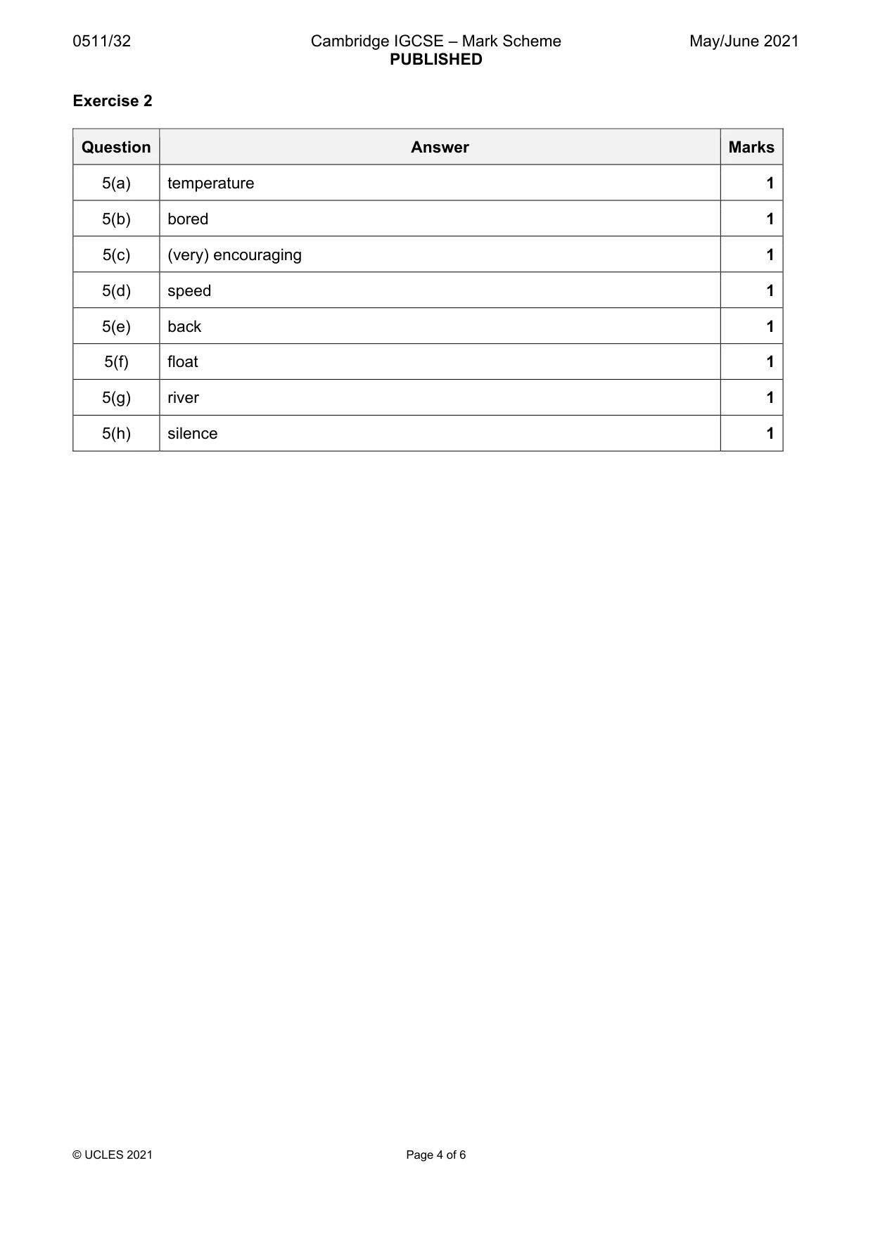 Mark scheme, page 4 of 6