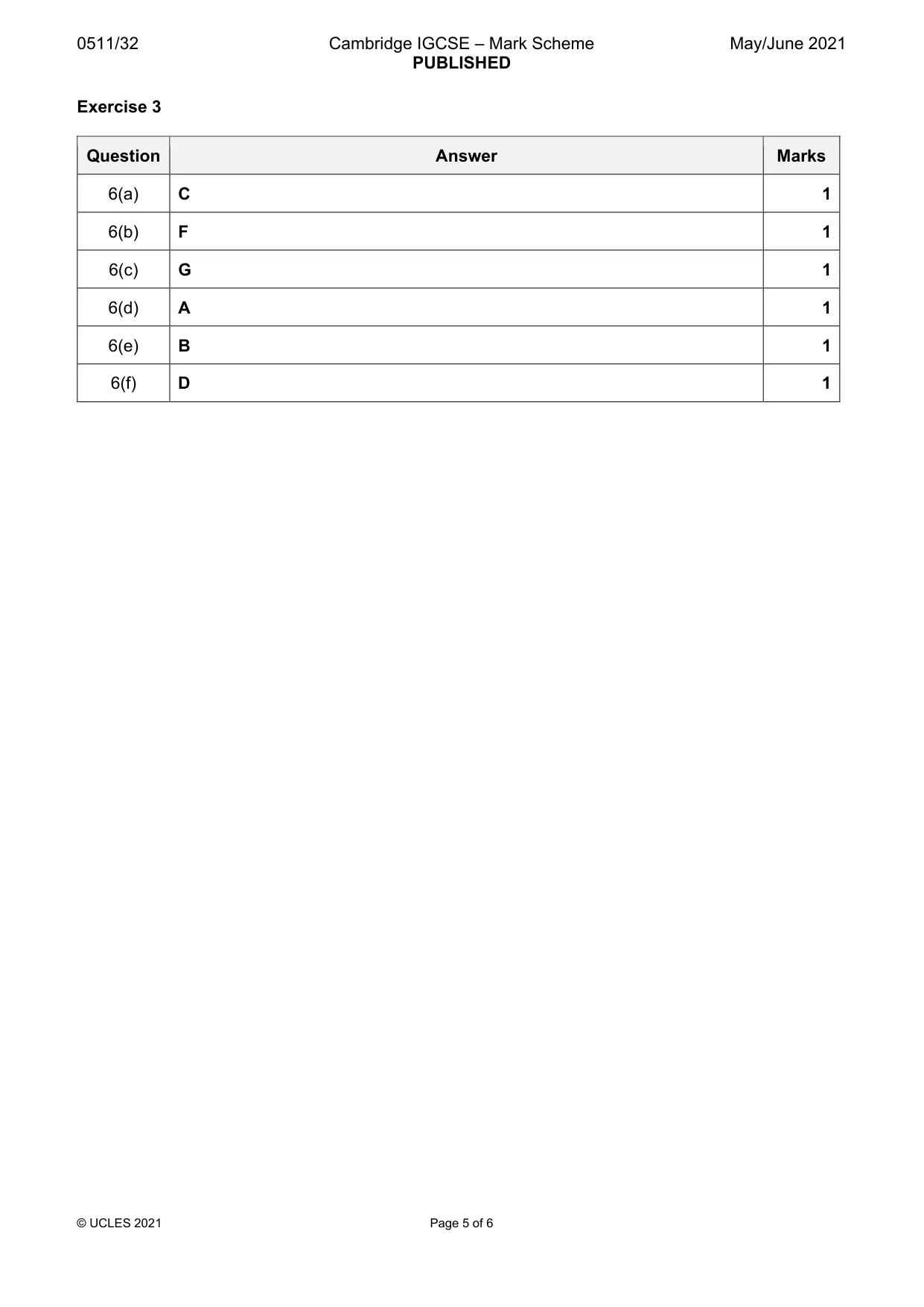 Mark scheme, page 5 of 6