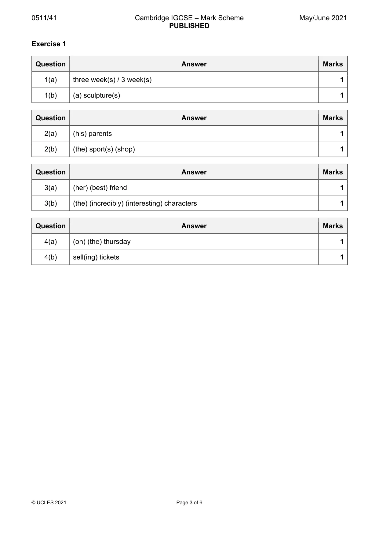 Mark scheme, page 3 of 6
