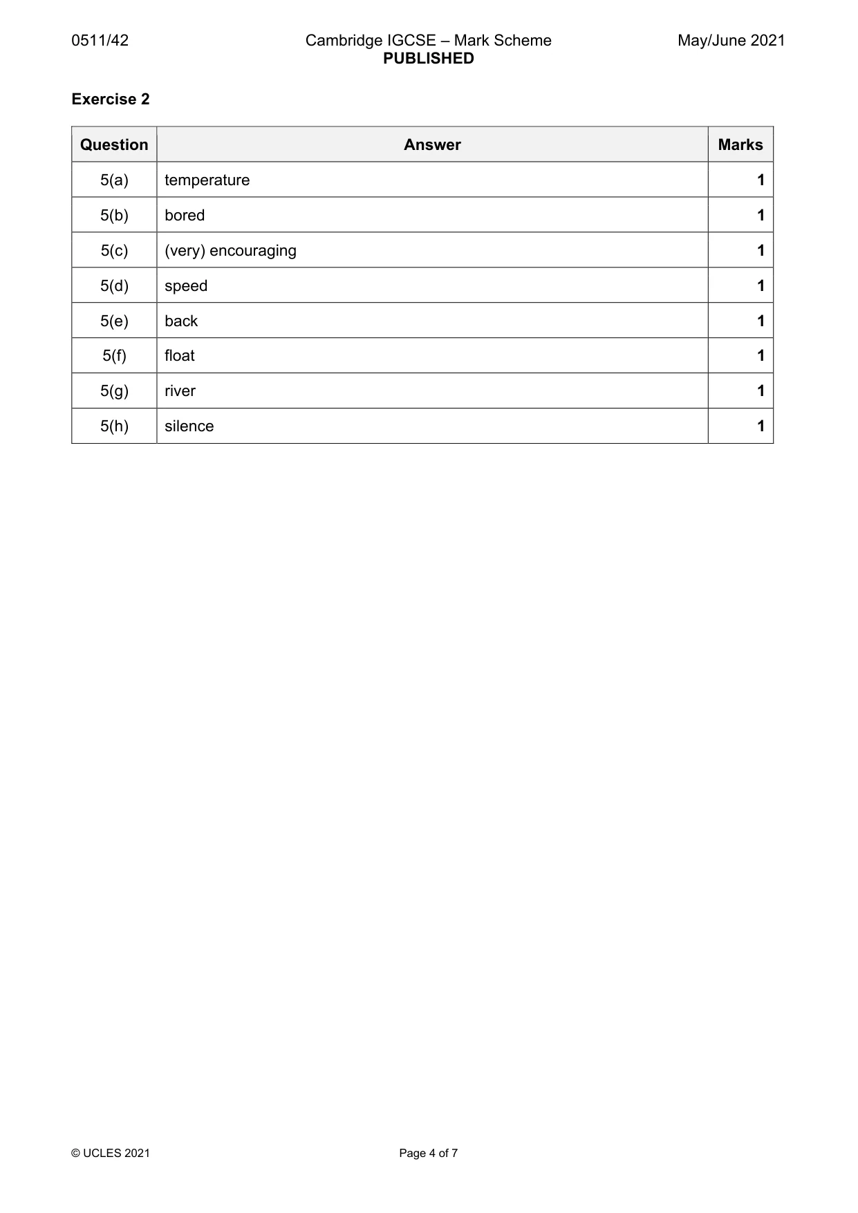 Mark scheme, page 4 of 7