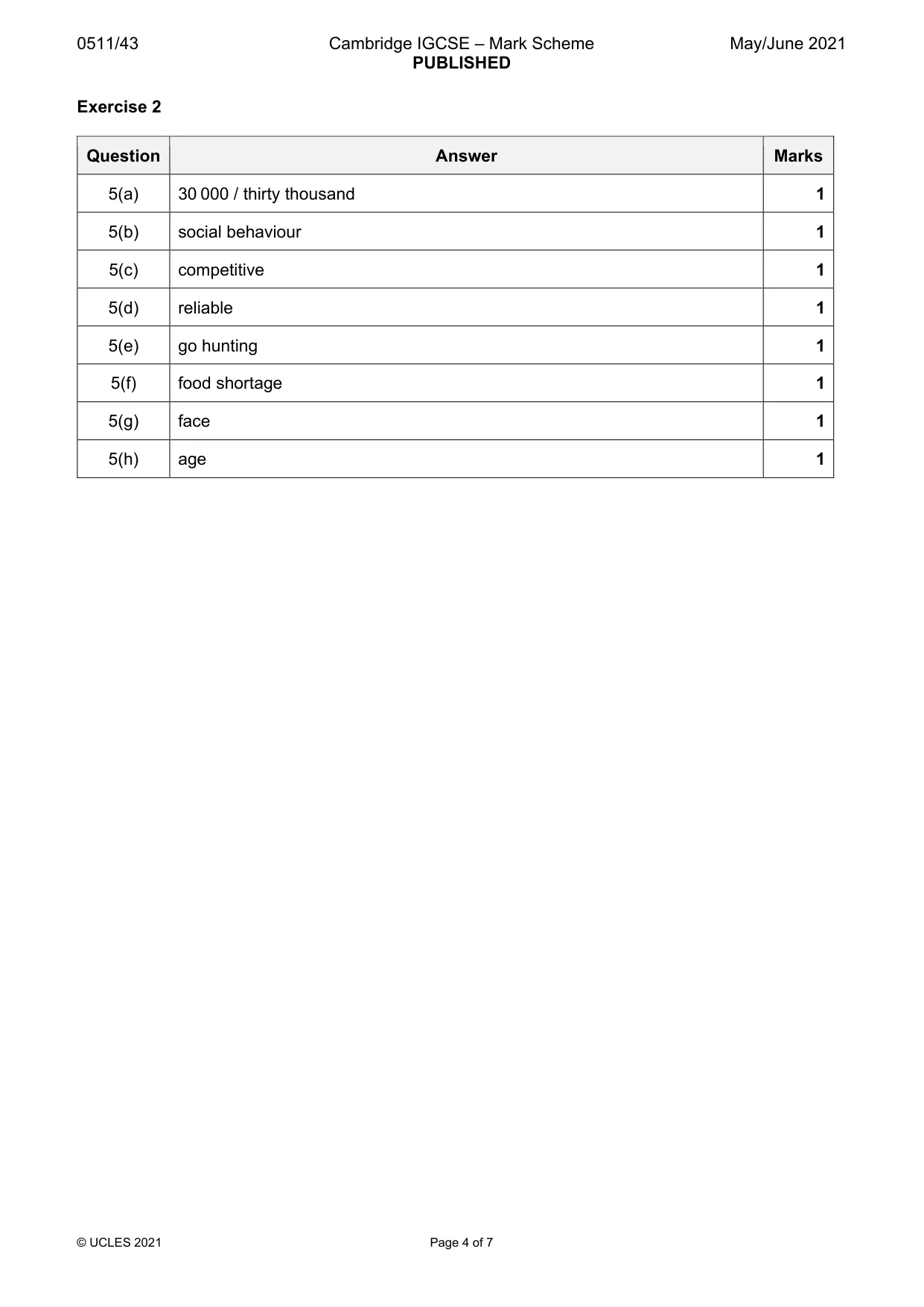 Mark scheme, page 4 of 7