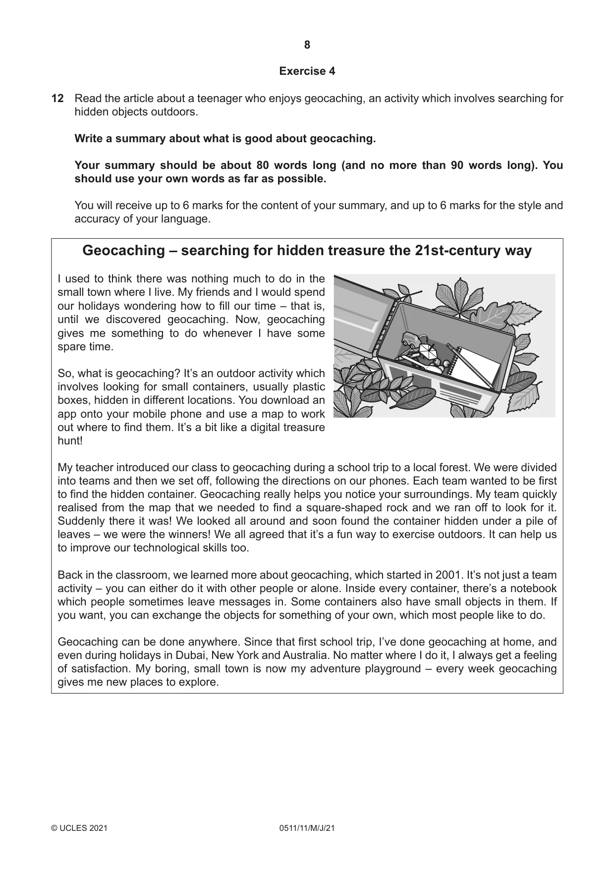 Cambridge IGCSE English - Second Language (count-in oral) 0511 2021 May/June Paper 1 · Variant 1 question paper, page 8 of 16