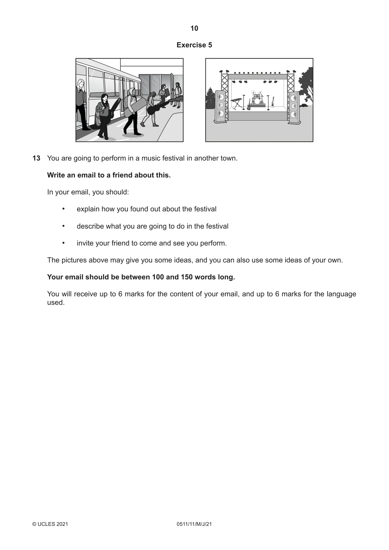 Cambridge IGCSE English - Second Language (count-in oral) 0511 2021 May/June Paper 1 · Variant 1 question paper, page 10 of 16