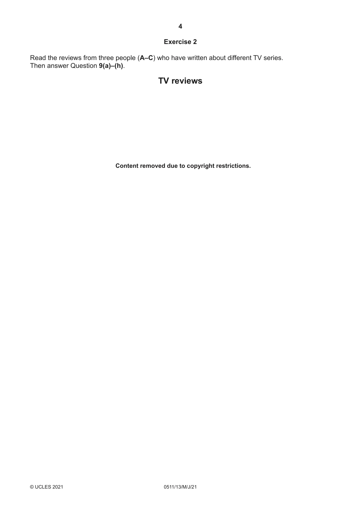 Cambridge IGCSE English - Second Language (count-in oral) 0511 2021 May/June Paper 1 · Variant 3 question paper, page 4 of 16