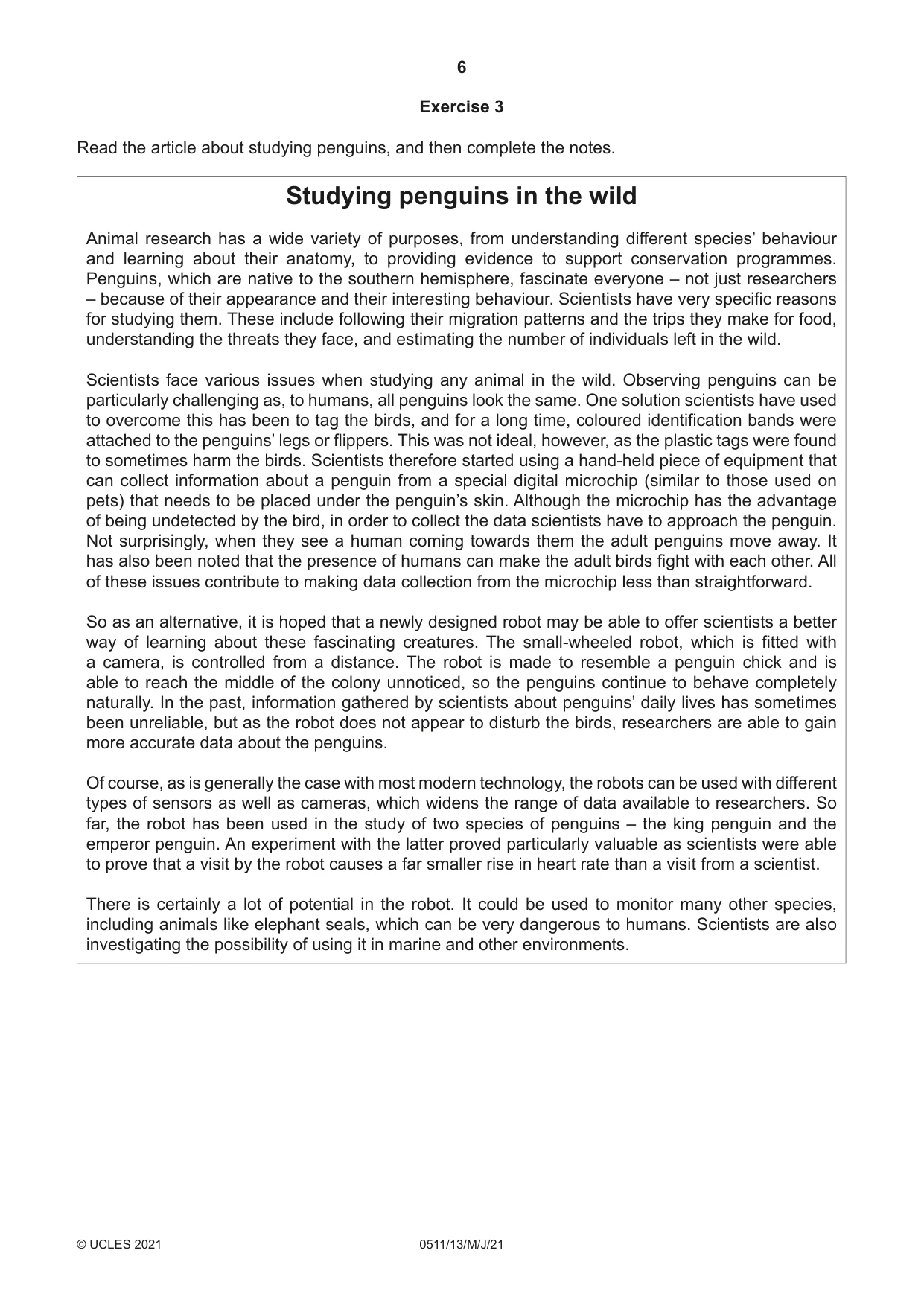Cambridge IGCSE English - Second Language (count-in oral) 0511 2021 May/June Paper 1 · Variant 3 question paper, page 6 of 16