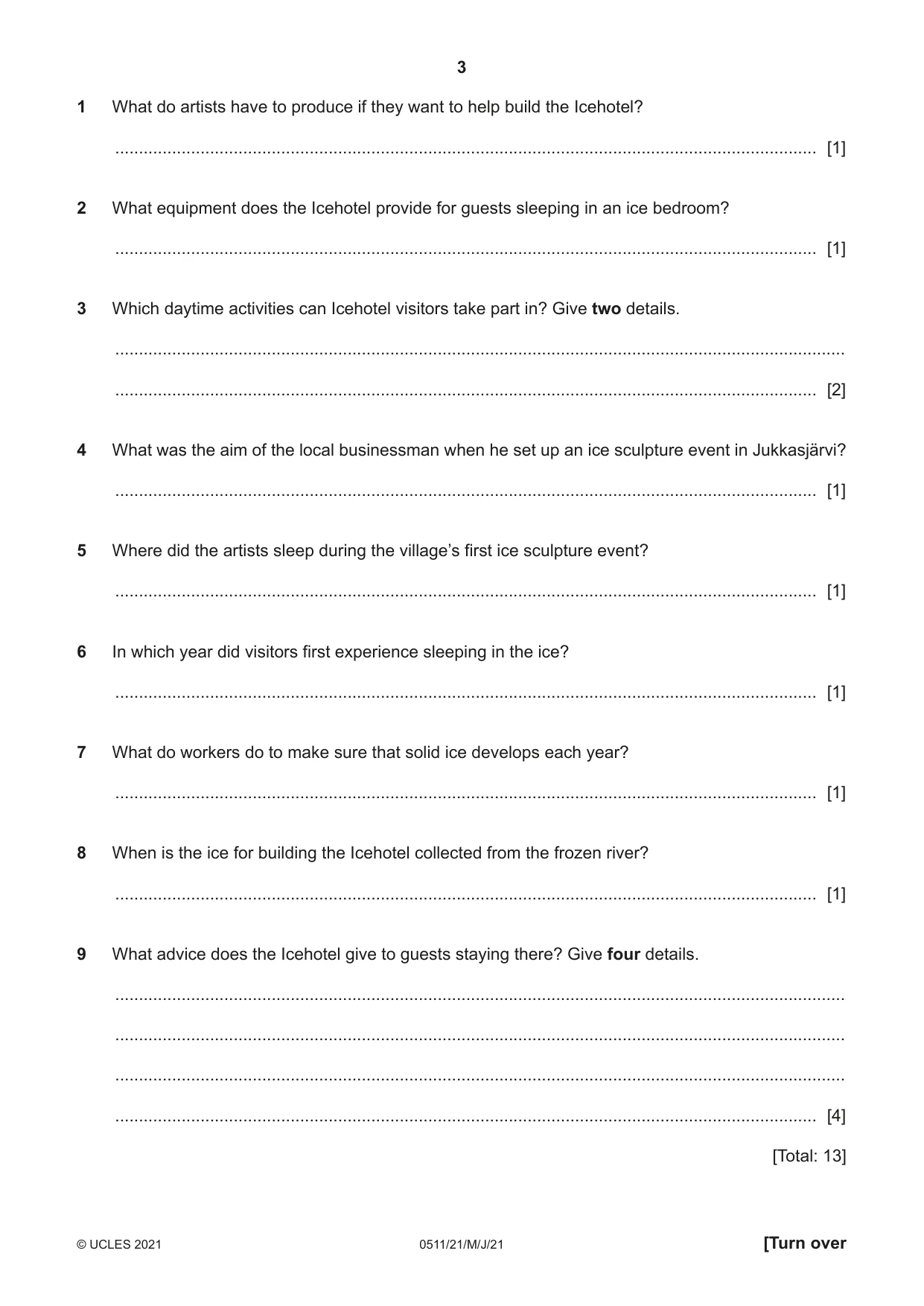 Cambridge IGCSE English - Second Language (count-in oral) 0511 2021 May/June Paper 2 · Variant 1 question paper, page 3 of 16