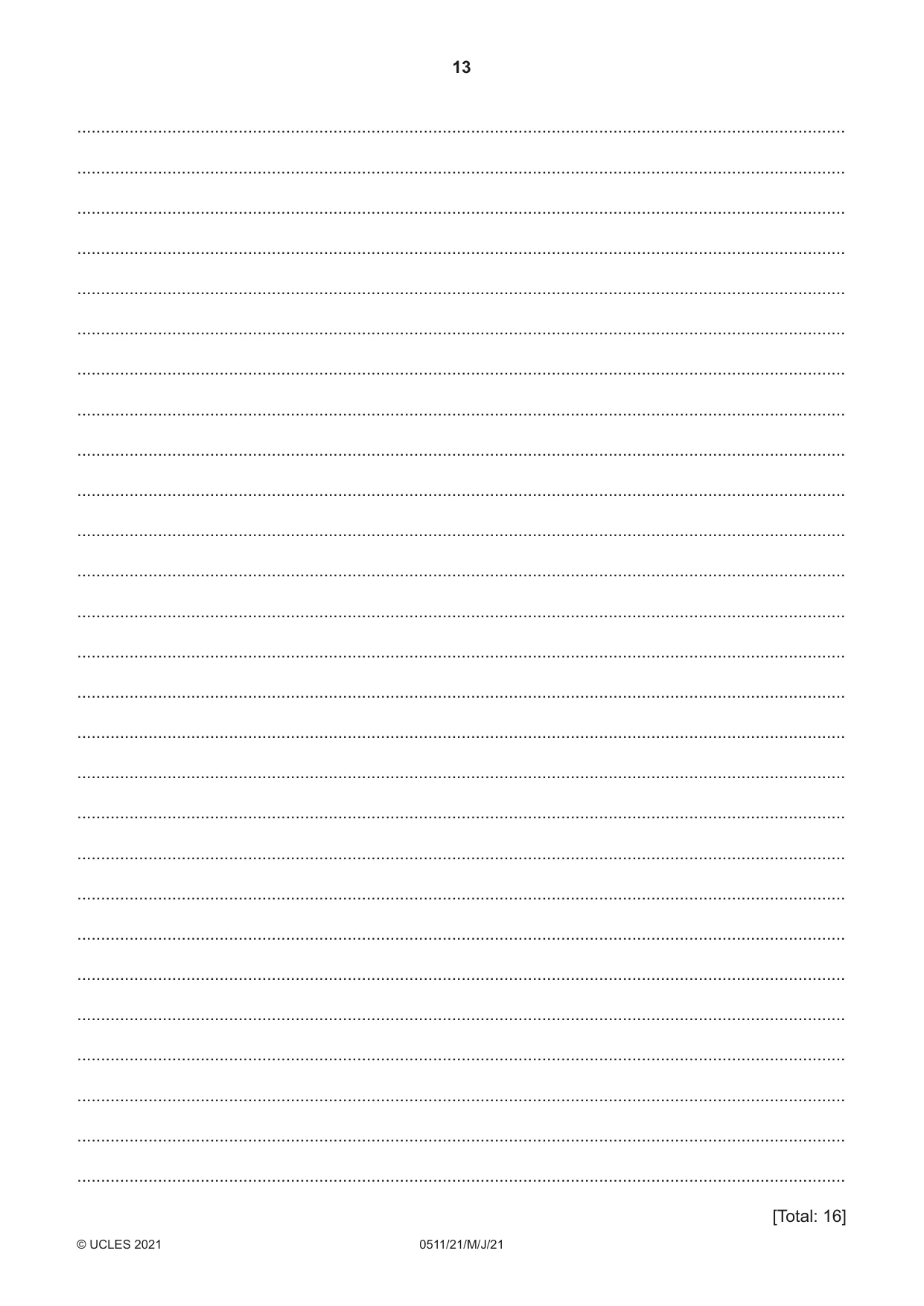 Cambridge IGCSE English - Second Language (count-in oral) 0511 2021 May/June Paper 2 · Variant 1 question paper, page 13 of 16