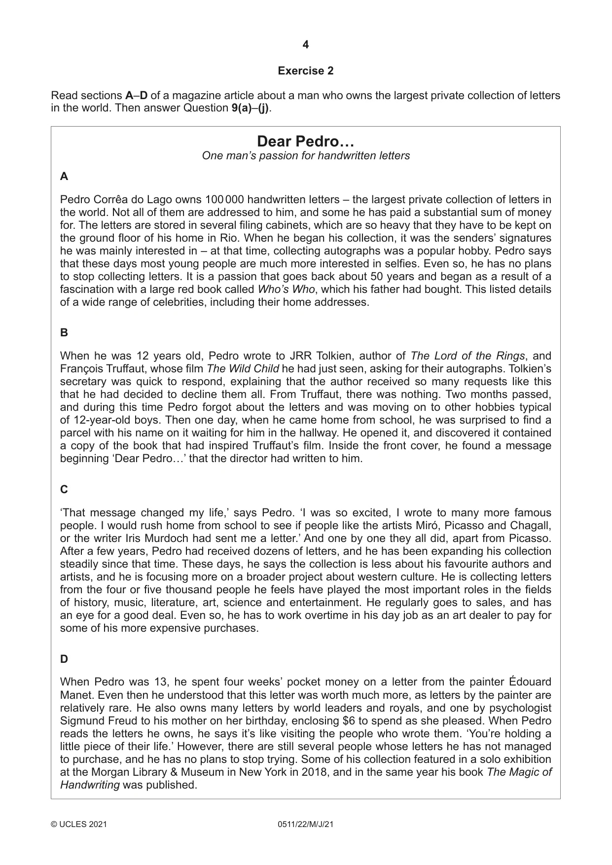 Cambridge IGCSE English - Second Language (count-in oral) 0511 2021 May/June Paper 2 · Variant 2 question paper, page 4 of 16