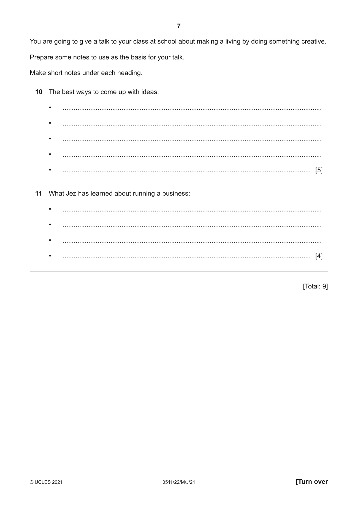 Cambridge IGCSE English - Second Language (count-in oral) 0511 2021 May/June Paper 2 · Variant 2 question paper, page 7 of 16