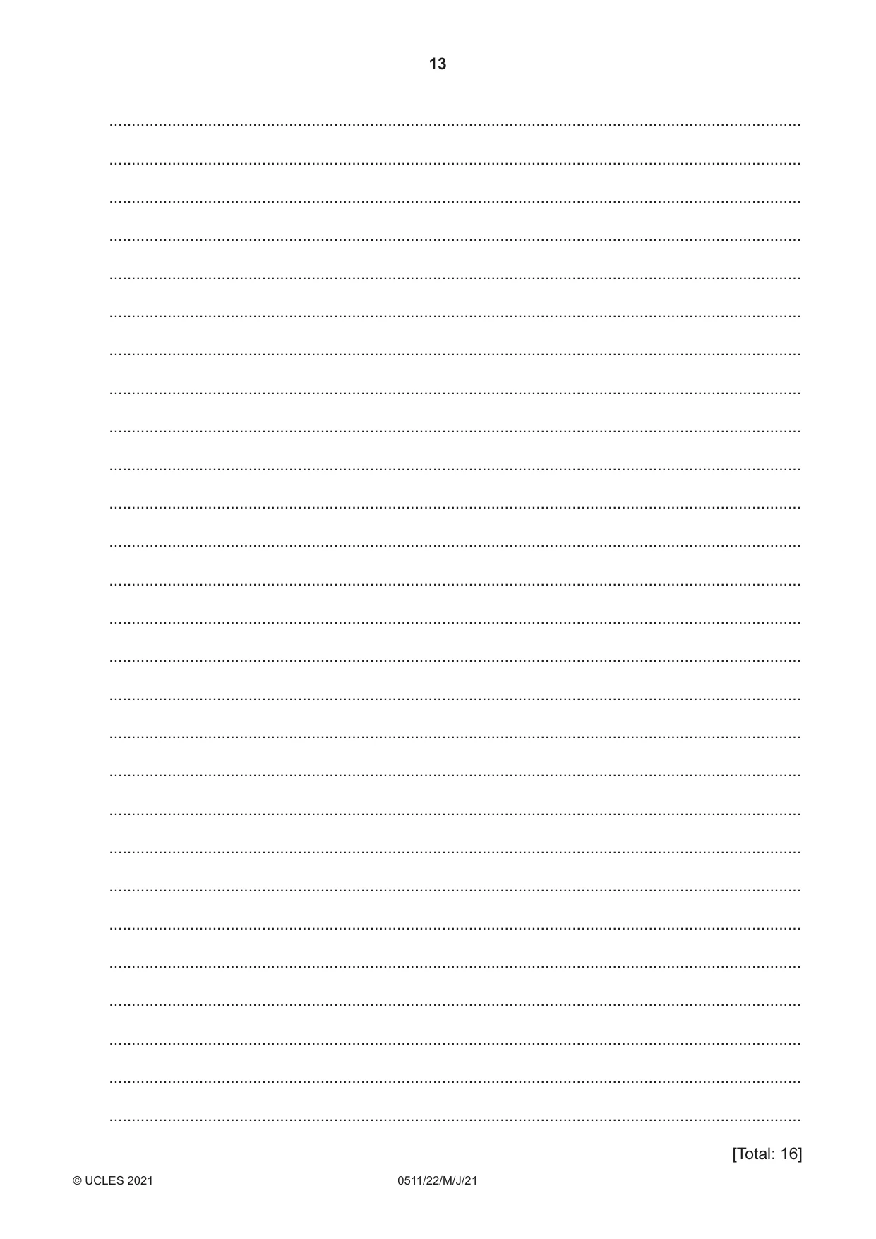 Cambridge IGCSE English - Second Language (count-in oral) 0511 2021 May/June Paper 2 · Variant 2 question paper, page 13 of 16