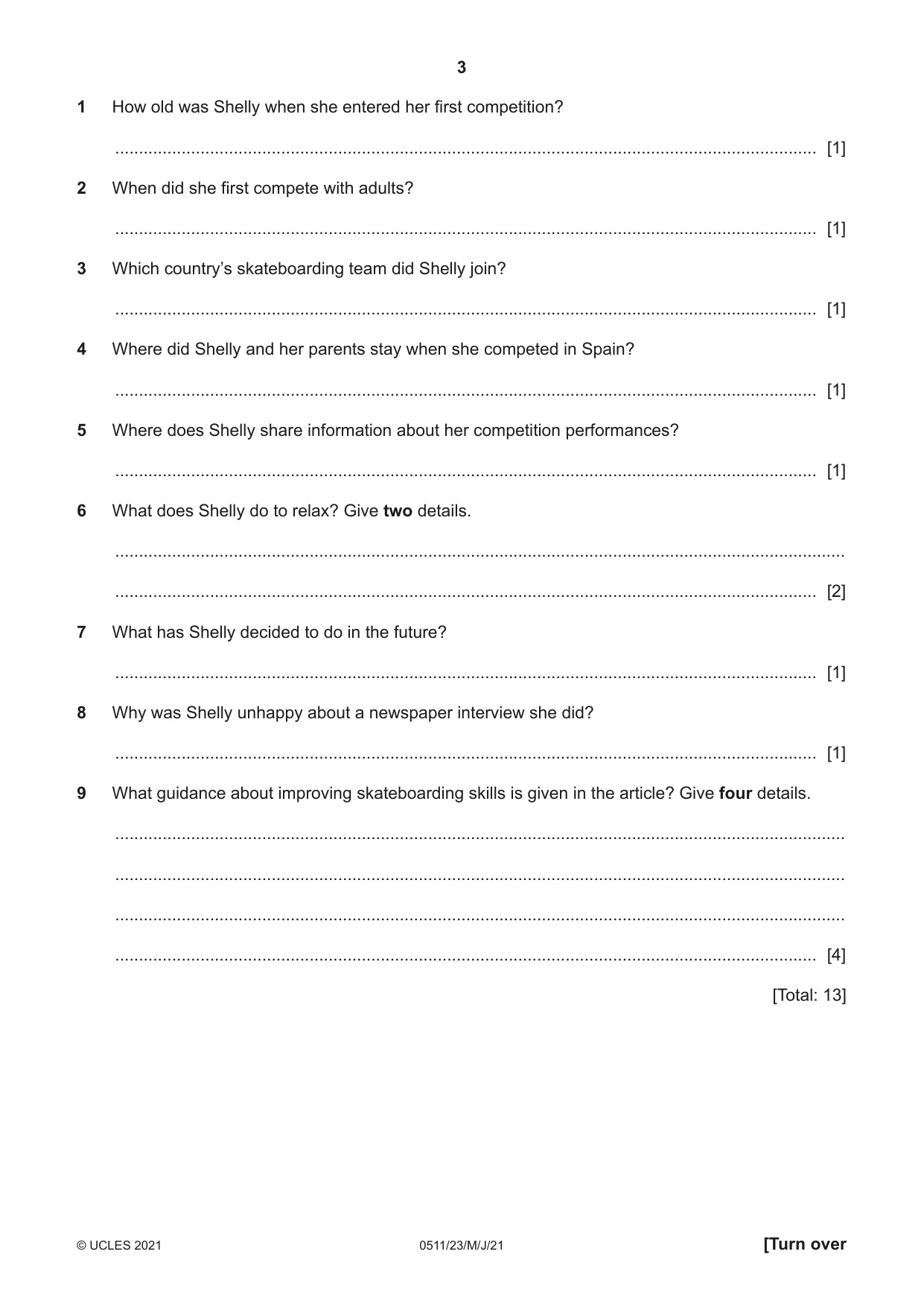 Cambridge IGCSE English - Second Language (count-in oral) 0511 2021 May/June Paper 2 · Variant 3 question paper, page 3 of 16