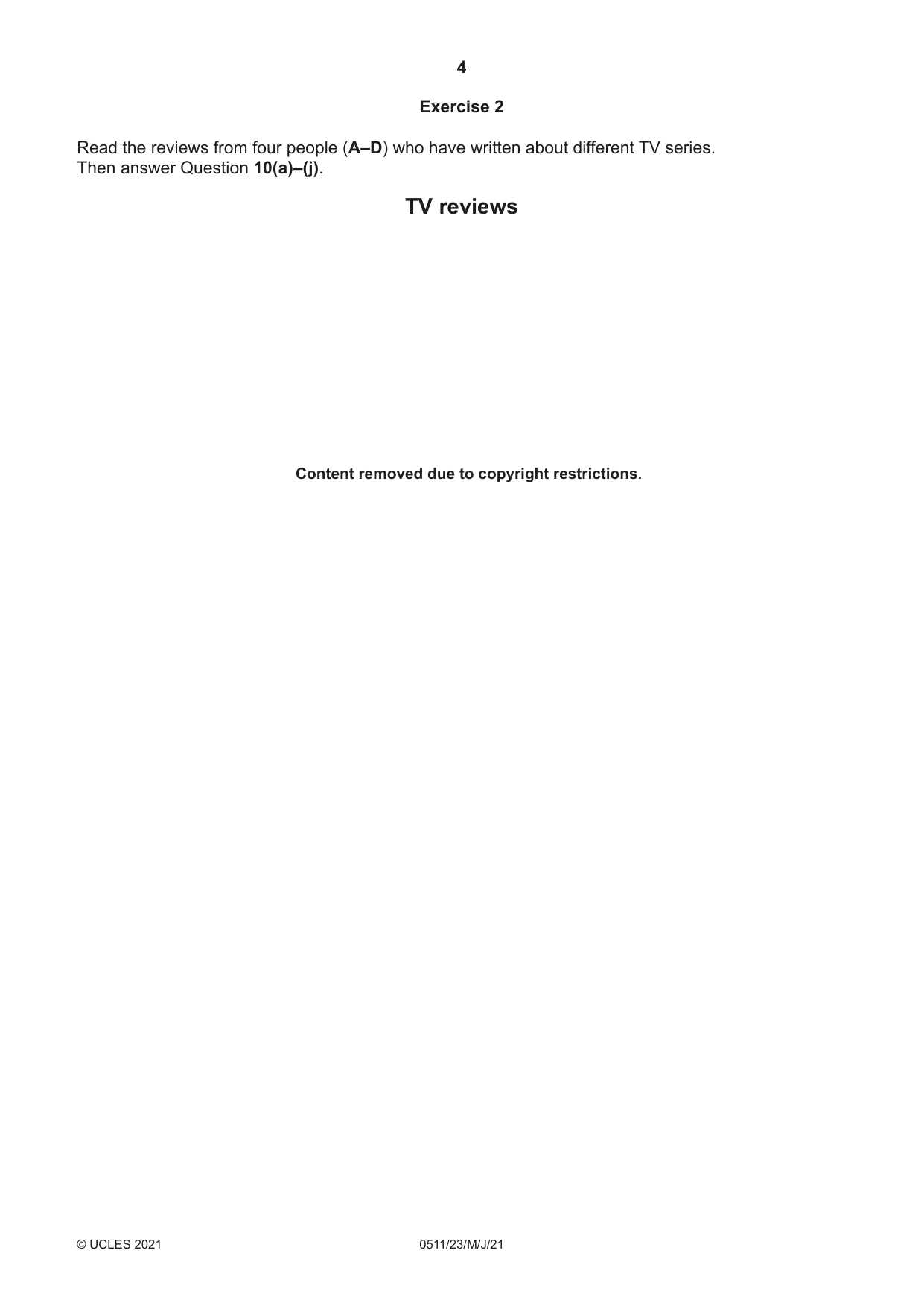 Cambridge IGCSE English - Second Language (count-in oral) 0511 2021 May/June Paper 2 · Variant 3 question paper, page 4 of 16