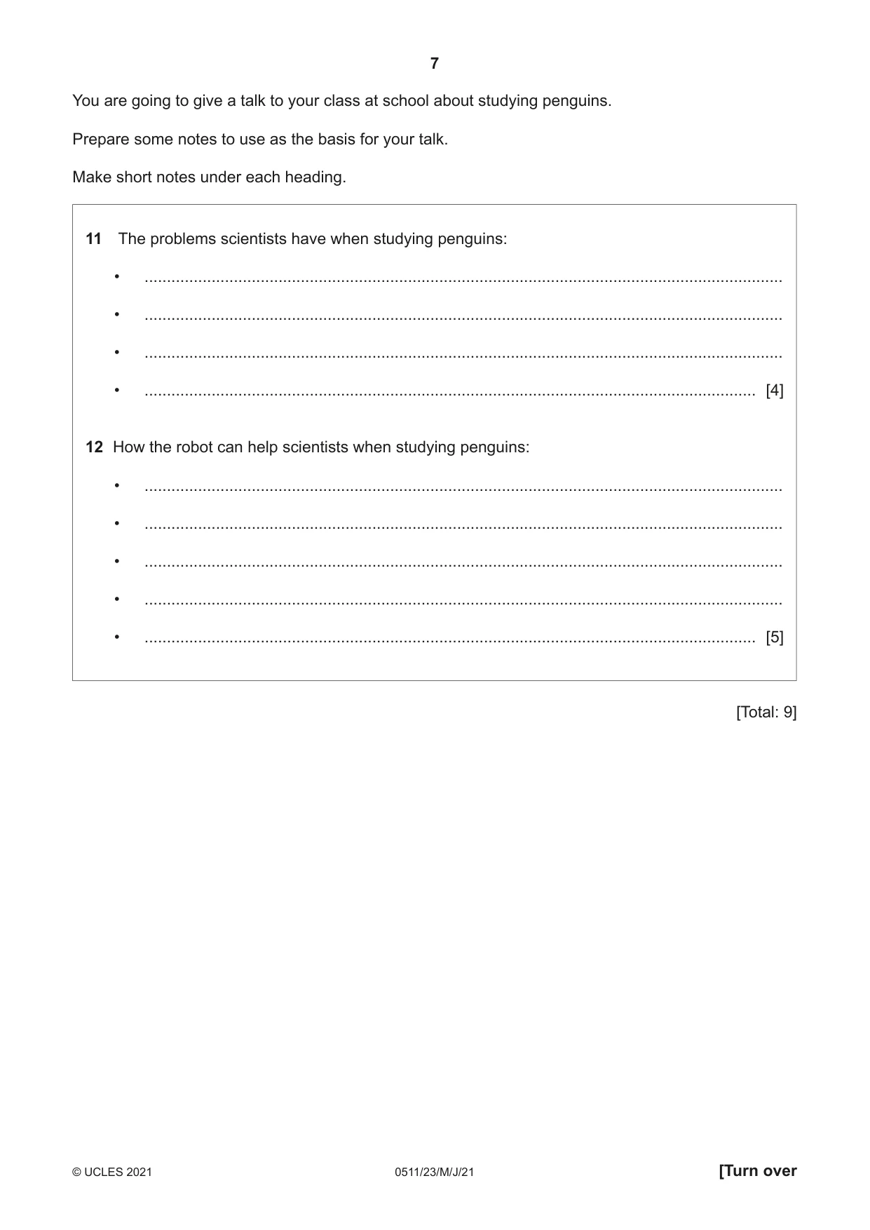 Cambridge IGCSE English - Second Language (count-in oral) 0511 2021 May/June Paper 2 · Variant 3 question paper, page 7 of 16