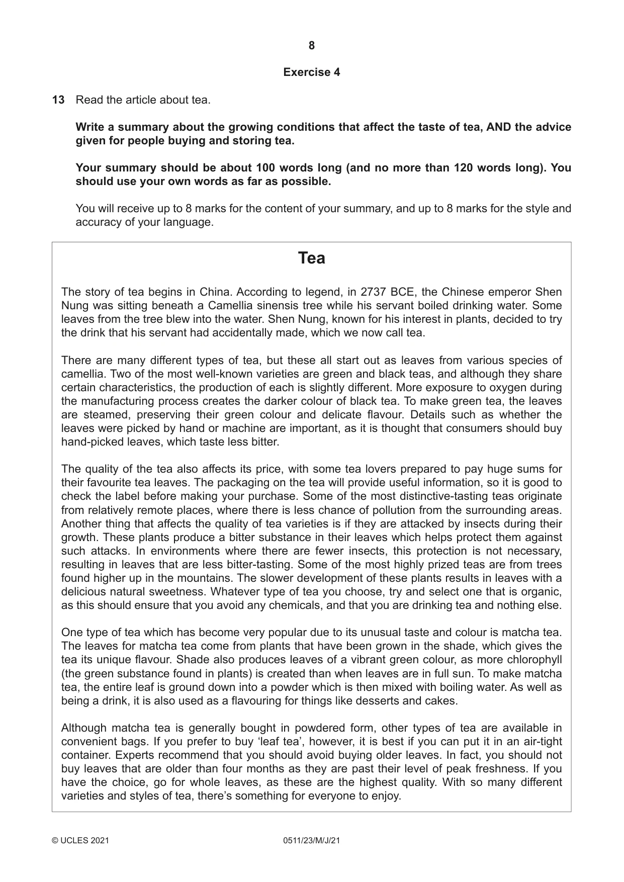 Cambridge IGCSE English - Second Language (count-in oral) 0511 2021 May/June Paper 2 · Variant 3 question paper, page 8 of 16