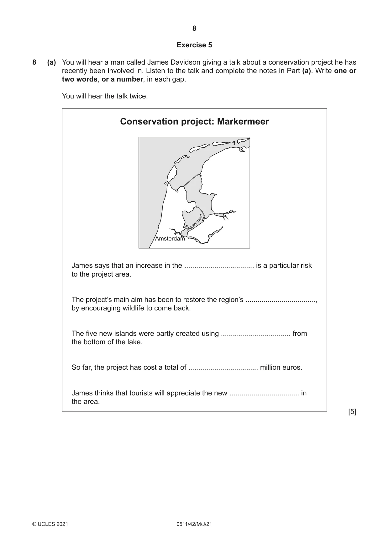 Cambridge IGCSE English - Second Language (count-in oral) 0511 2021 May/June Paper 4 · Variant 2 question paper, page 8 of 12