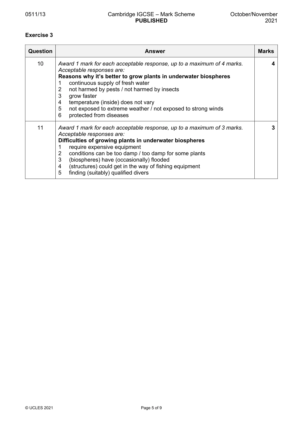 Mark scheme, page 5 of 9