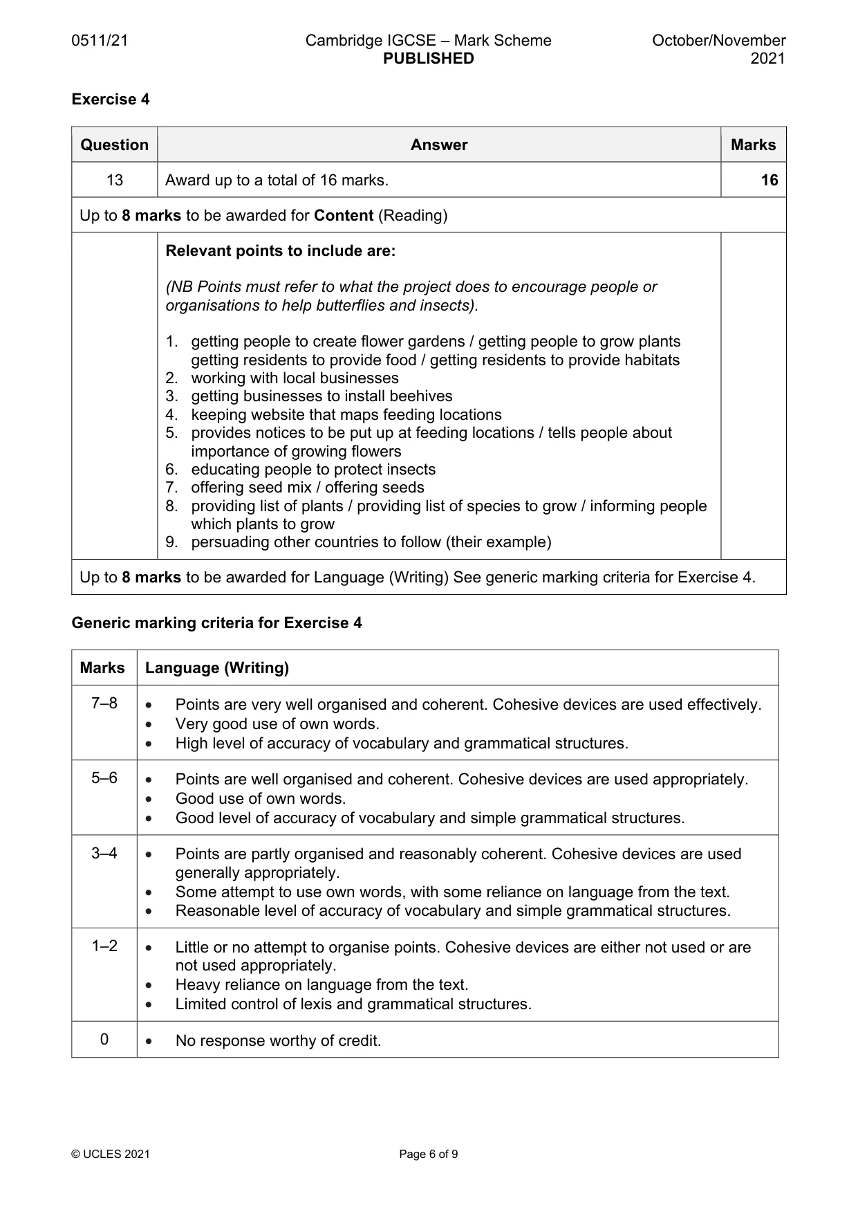 Mark scheme, page 6 of 9