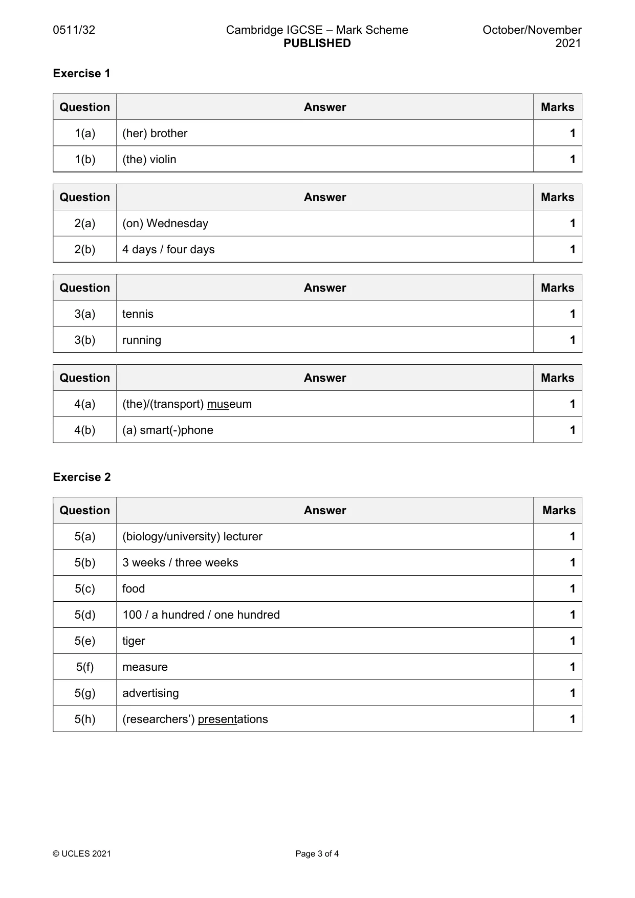 Mark scheme, page 3 of 4