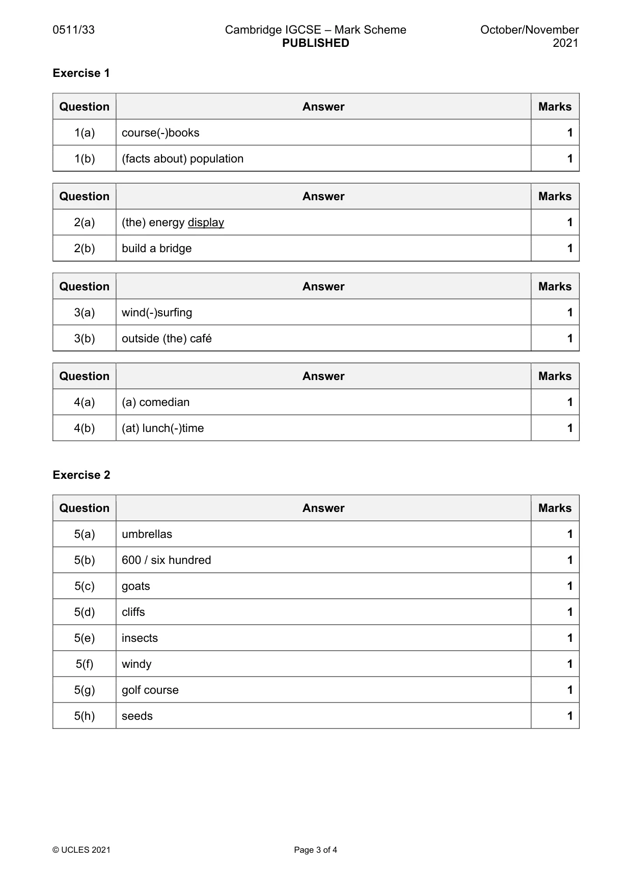 Mark scheme, page 3 of 4