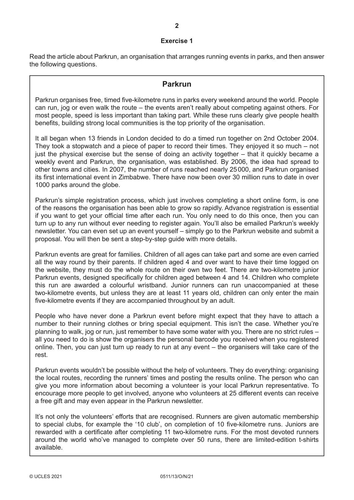Cambridge IGCSE English - Second Language (count-in oral) 0511 2021 Oct/Nov Paper 1 · Variant 3 question paper, page 2 of 16