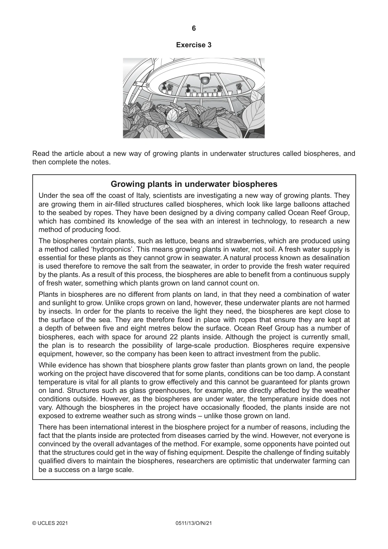 Cambridge IGCSE English - Second Language (count-in oral) 0511 2021 Oct/Nov Paper 1 · Variant 3 question paper, page 6 of 16